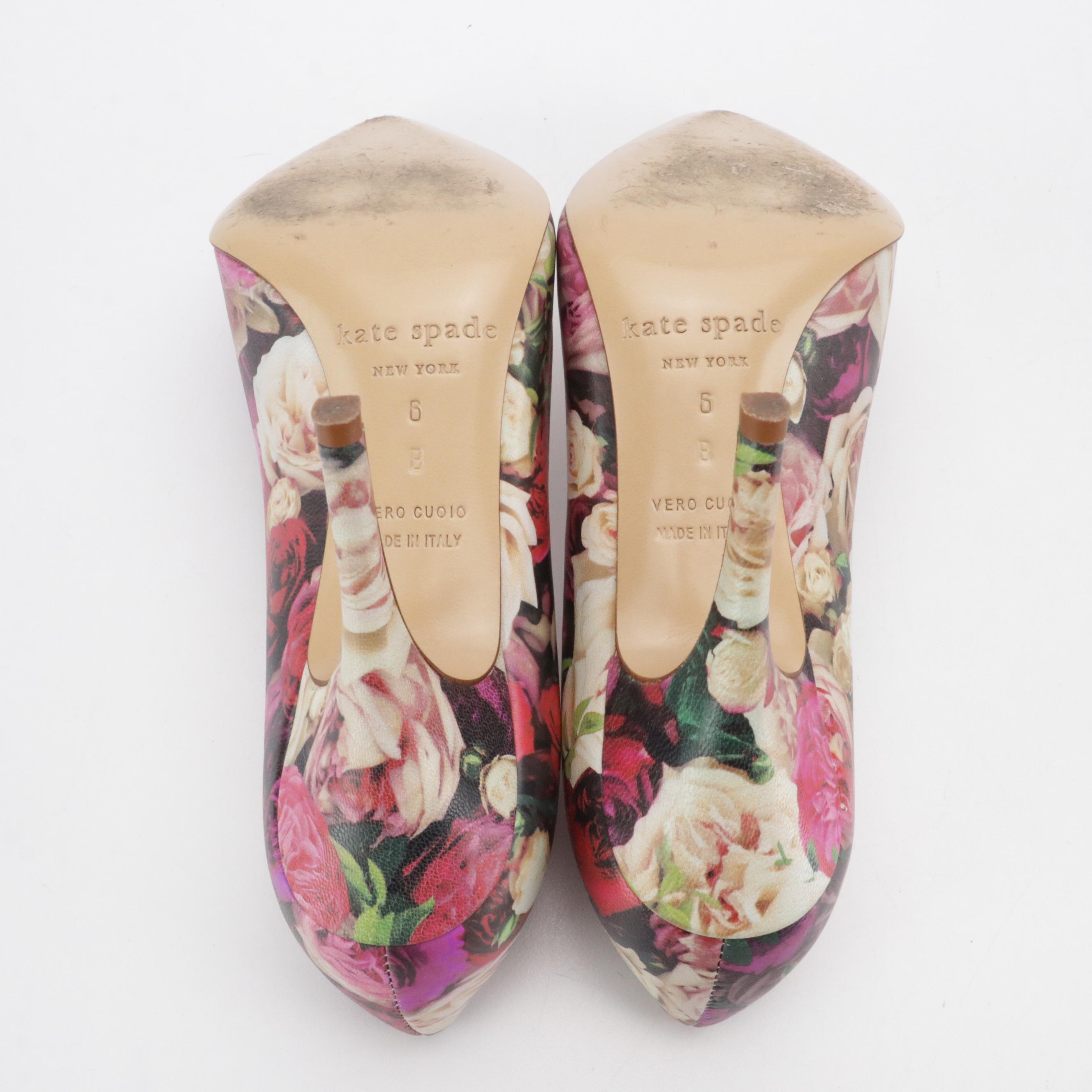 Stuart Weitzman "Kilt" Purple Kidskin Heels, Kate Spade "Licorice" Floral Pumps