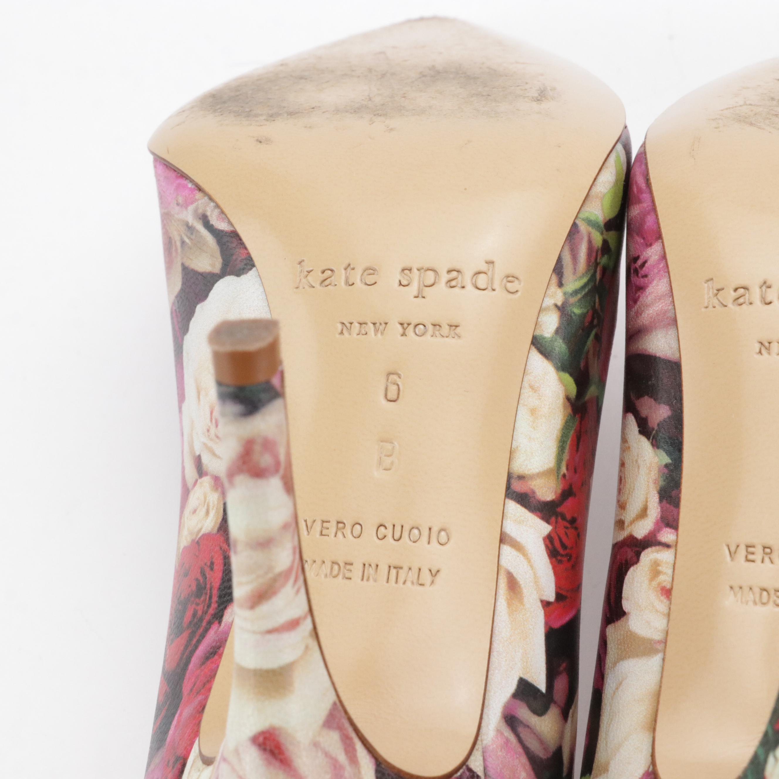 Stuart Weitzman "Kilt" Purple Kidskin Heels, Kate Spade "Licorice" Floral Pumps