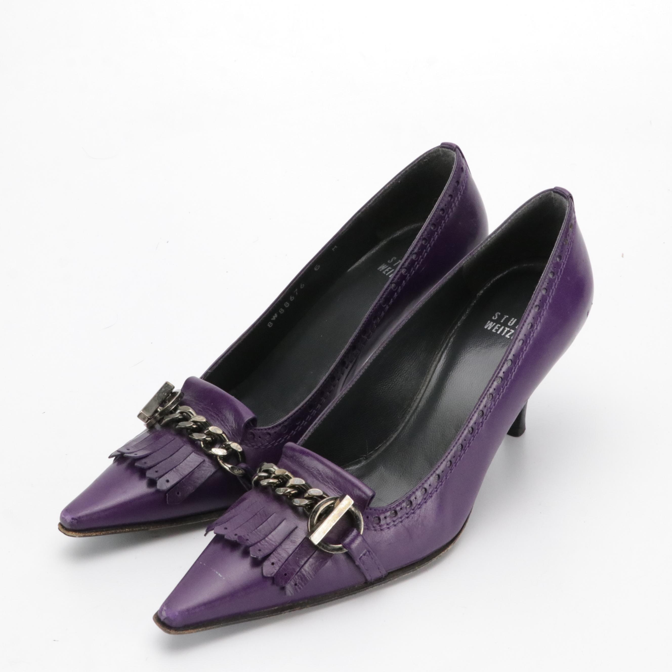 Stuart Weitzman "Kilt" Purple Kidskin Heels, Kate Spade "Licorice" Floral Pumps
