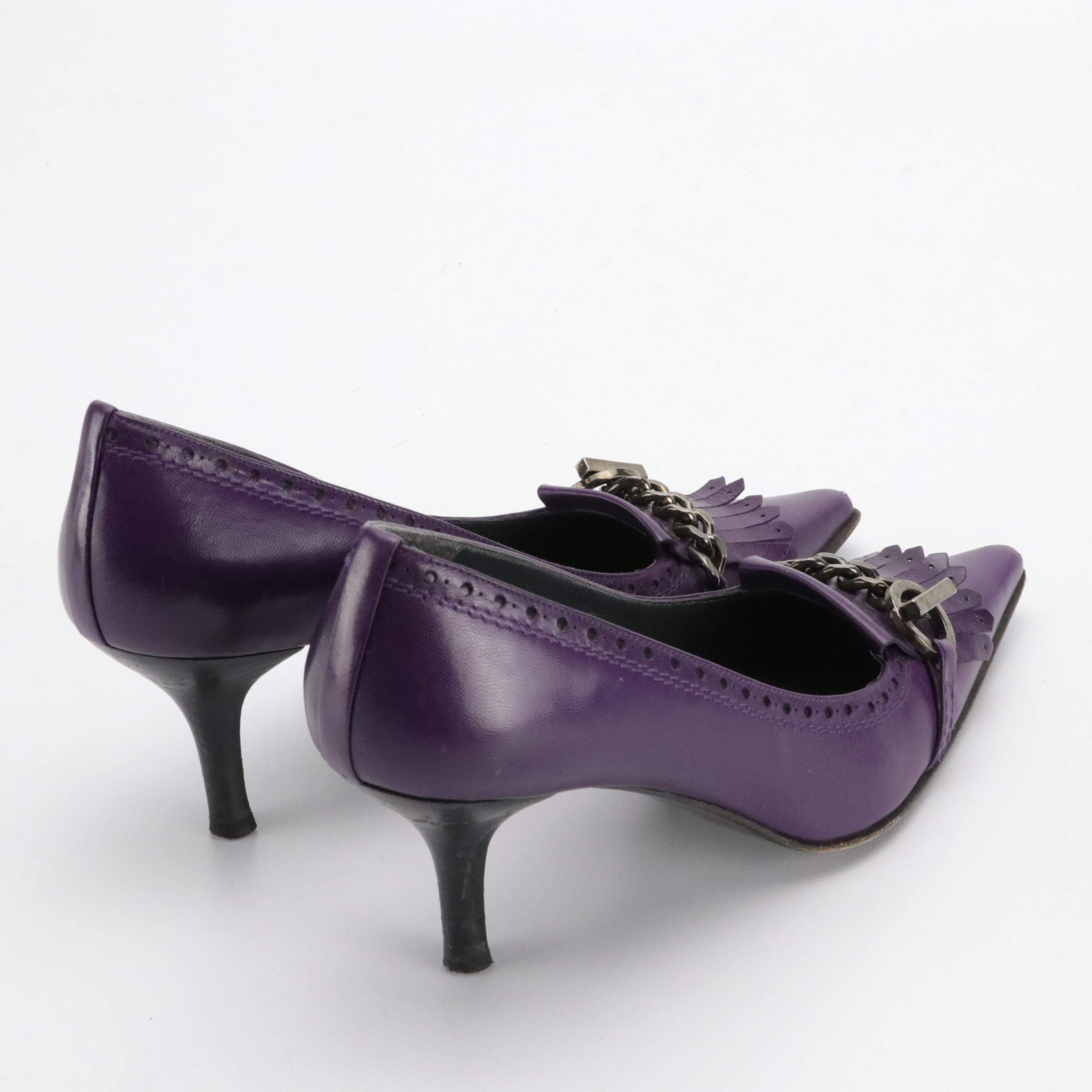 Stuart Weitzman "Kilt" Purple Kidskin Heels, Kate Spade "Licorice" Floral Pumps
