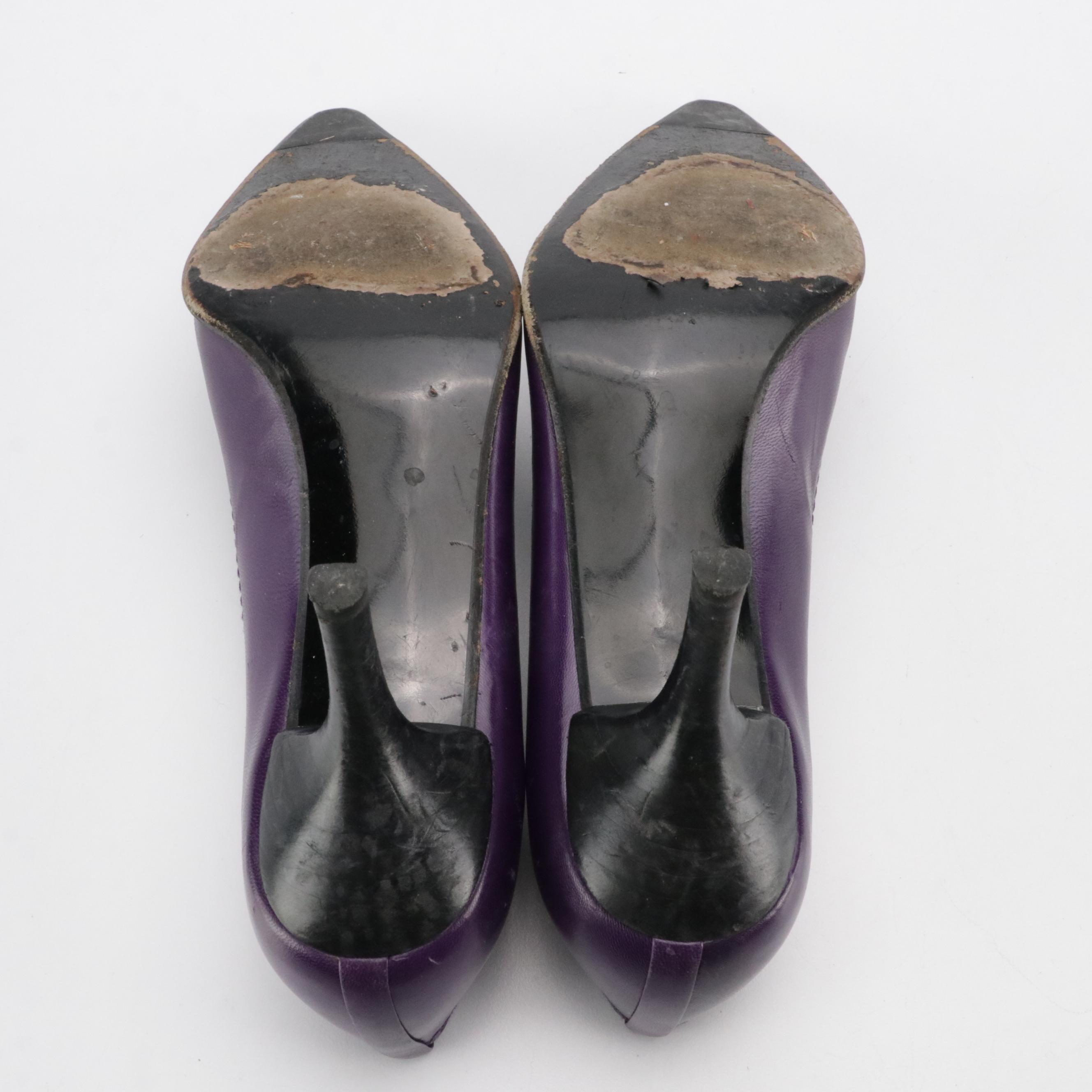 Stuart Weitzman "Kilt" Purple Kidskin Heels, Kate Spade "Licorice" Floral Pumps