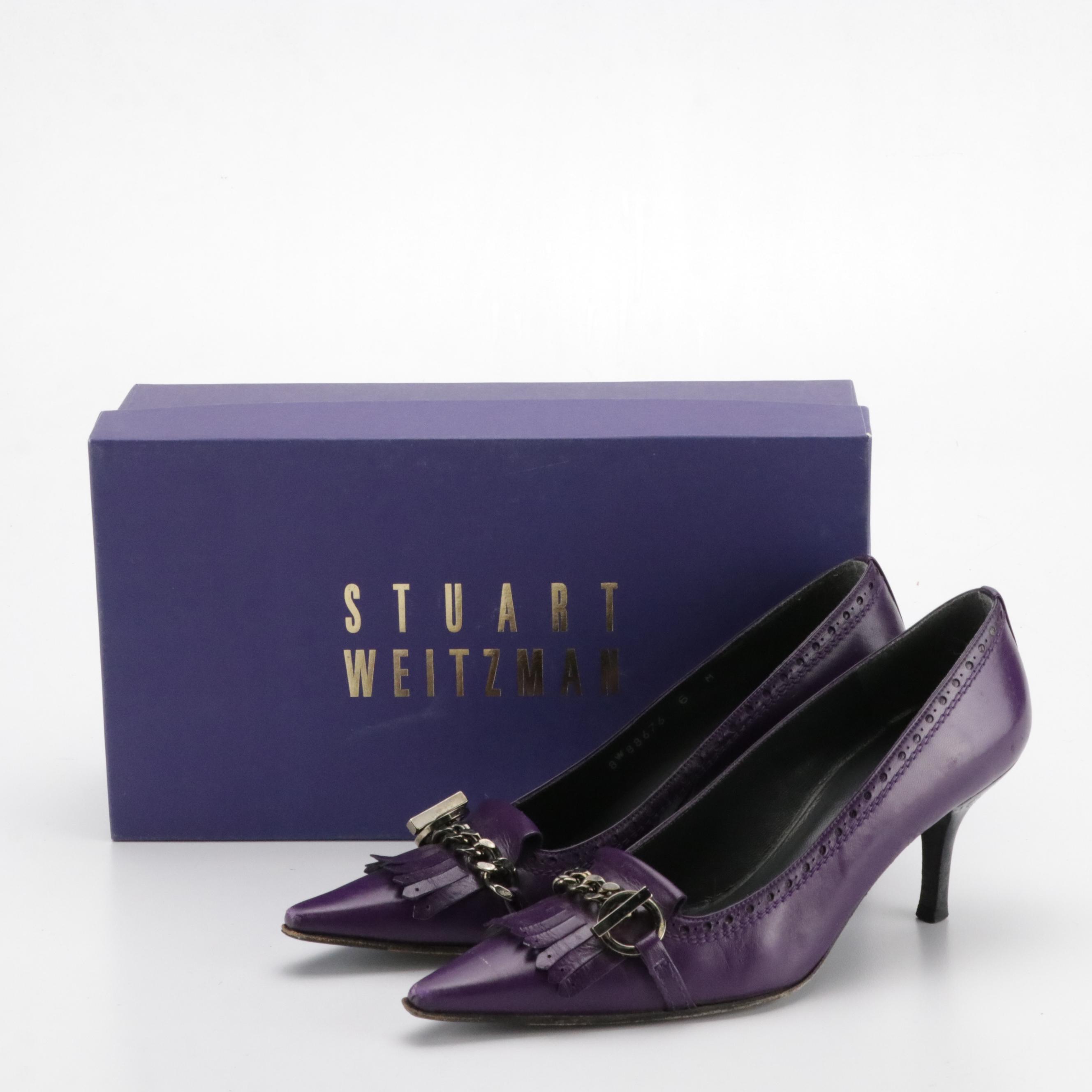 Stuart Weitzman "Kilt" Purple Kidskin Heels, Kate Spade "Licorice" Floral Pumps