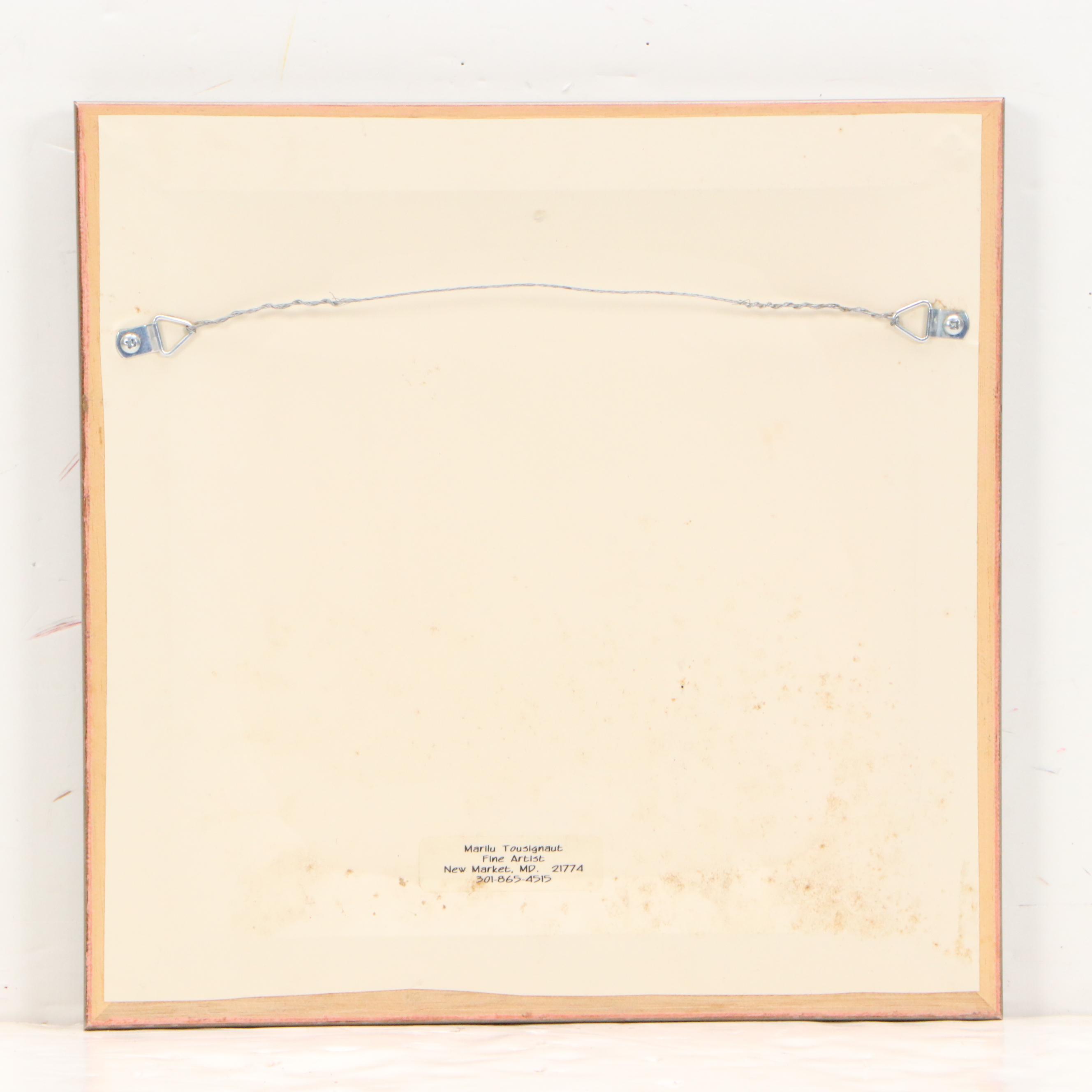 Marilu Tousignaut Colored Pencil Drawing of Ginkgo Leaves, Circa 2000