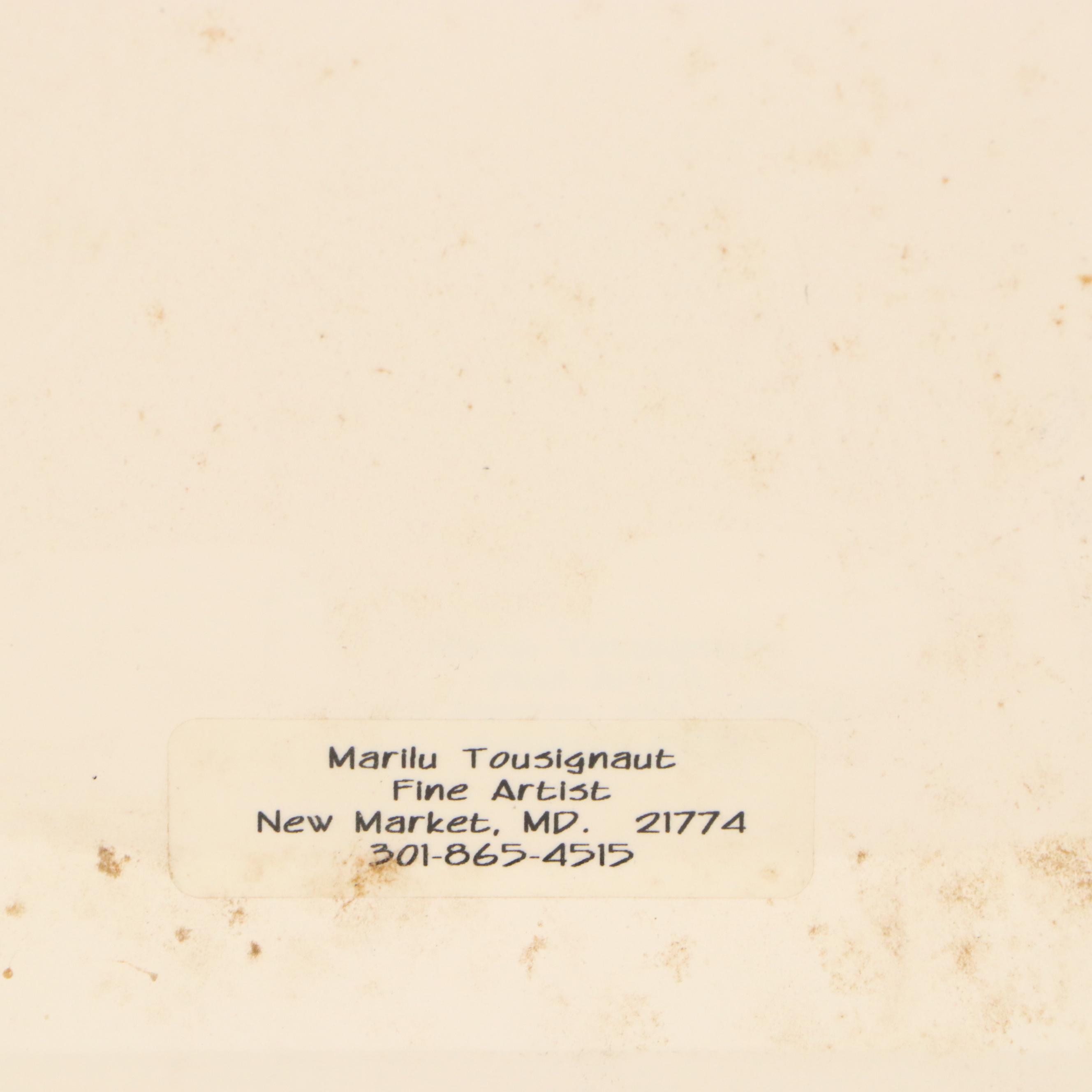 Marilu Tousignaut Colored Pencil Drawing of Ginkgo Leaves, Circa 2000