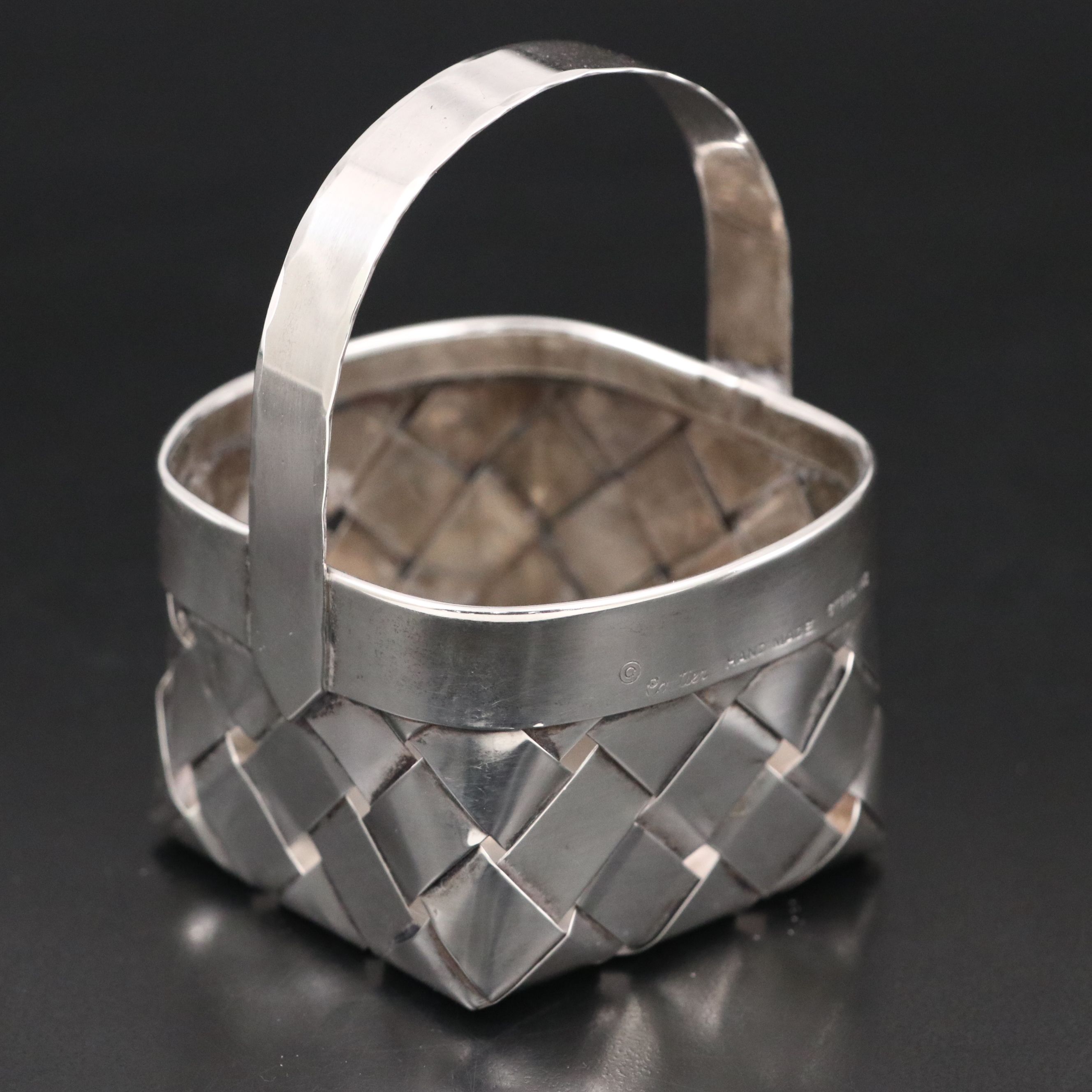 French Cartier Handmade Sterling Basket
