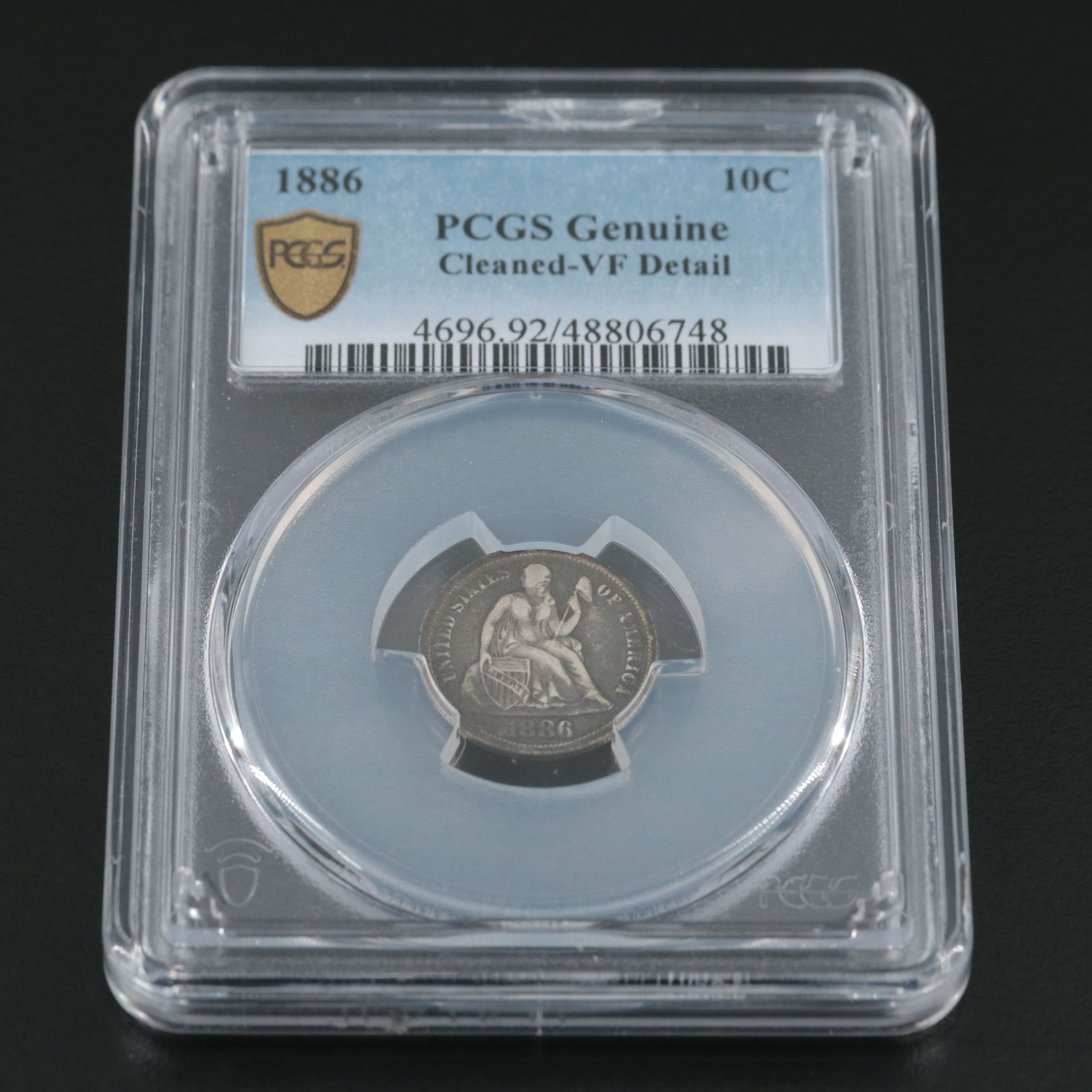 PCGS Graded VF Detail Cleaned 1886 Liberty Seated Silver Dime