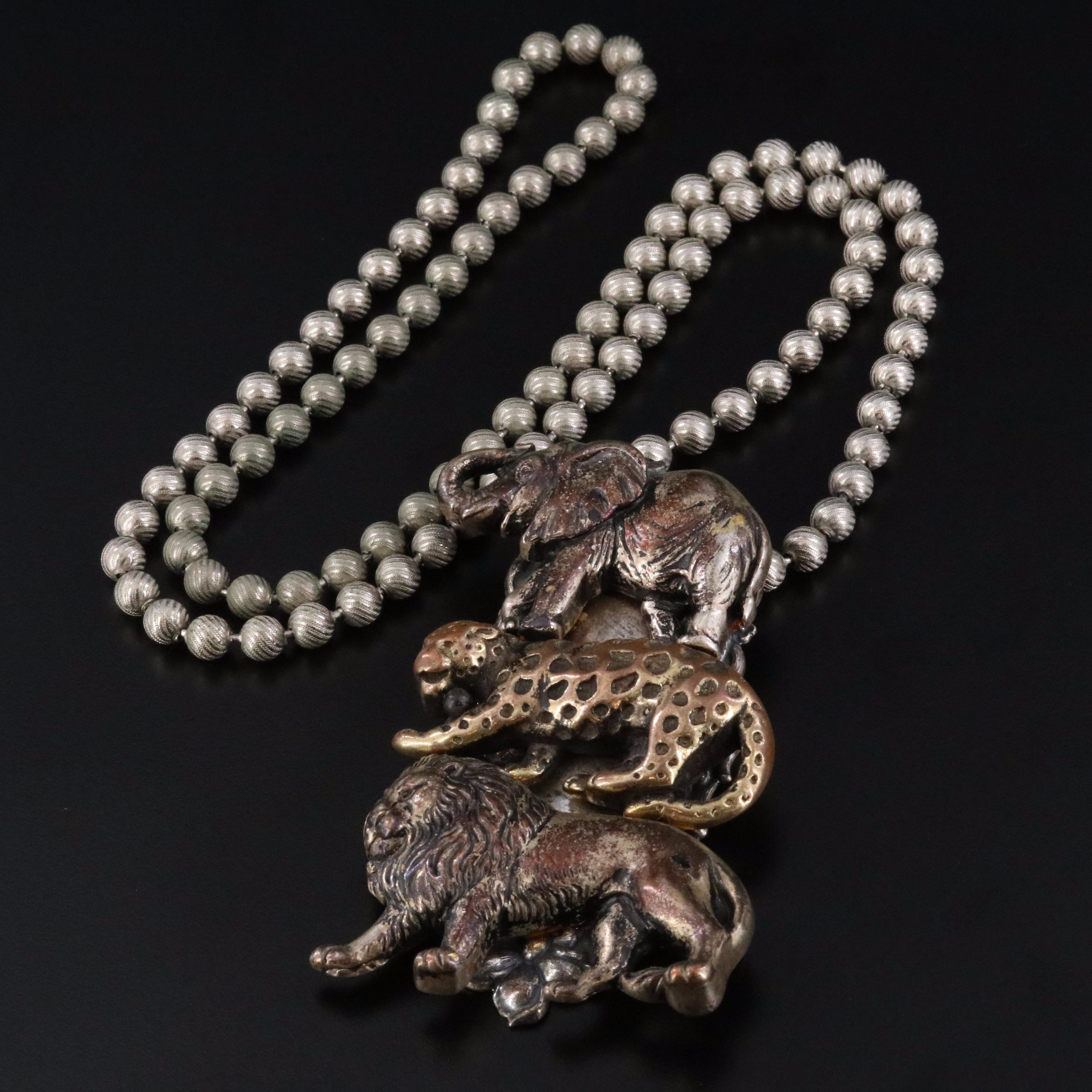 African Animal Theme Pendant Clip Necklace