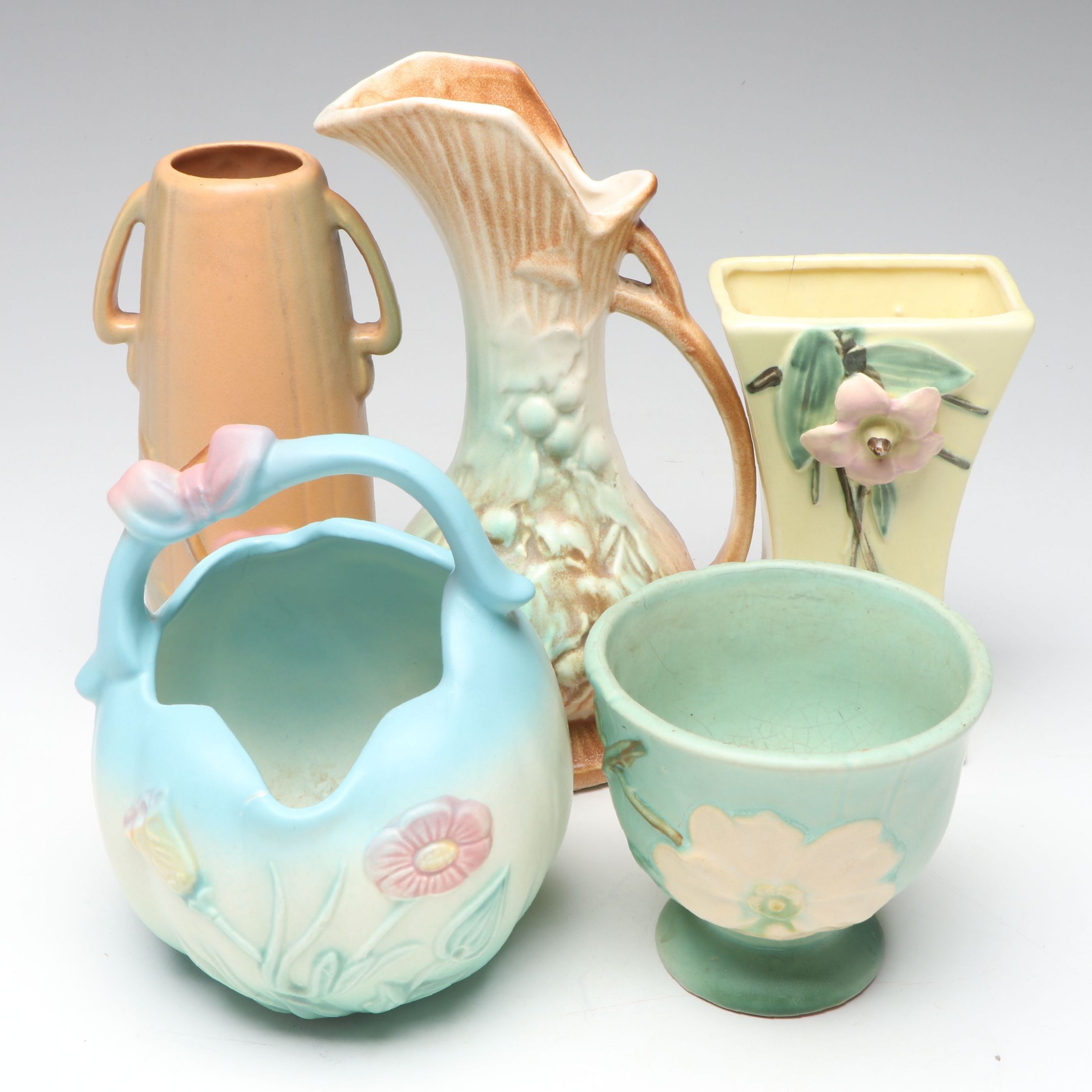 McCoy, Hull and Weller Floral Matte Glaze Art Pottery