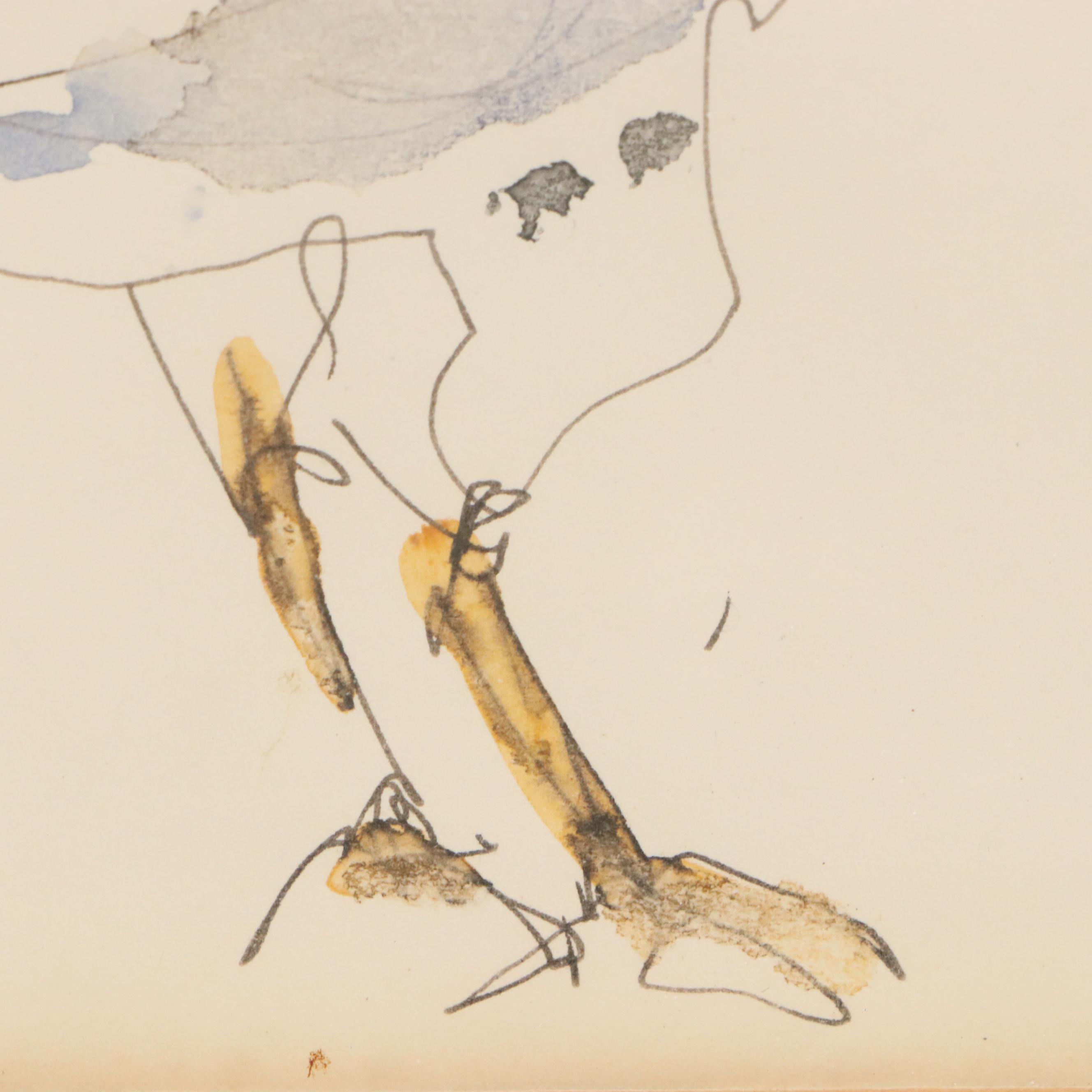 Deborah Shannon Watercolor and Ink Rooster, 1983