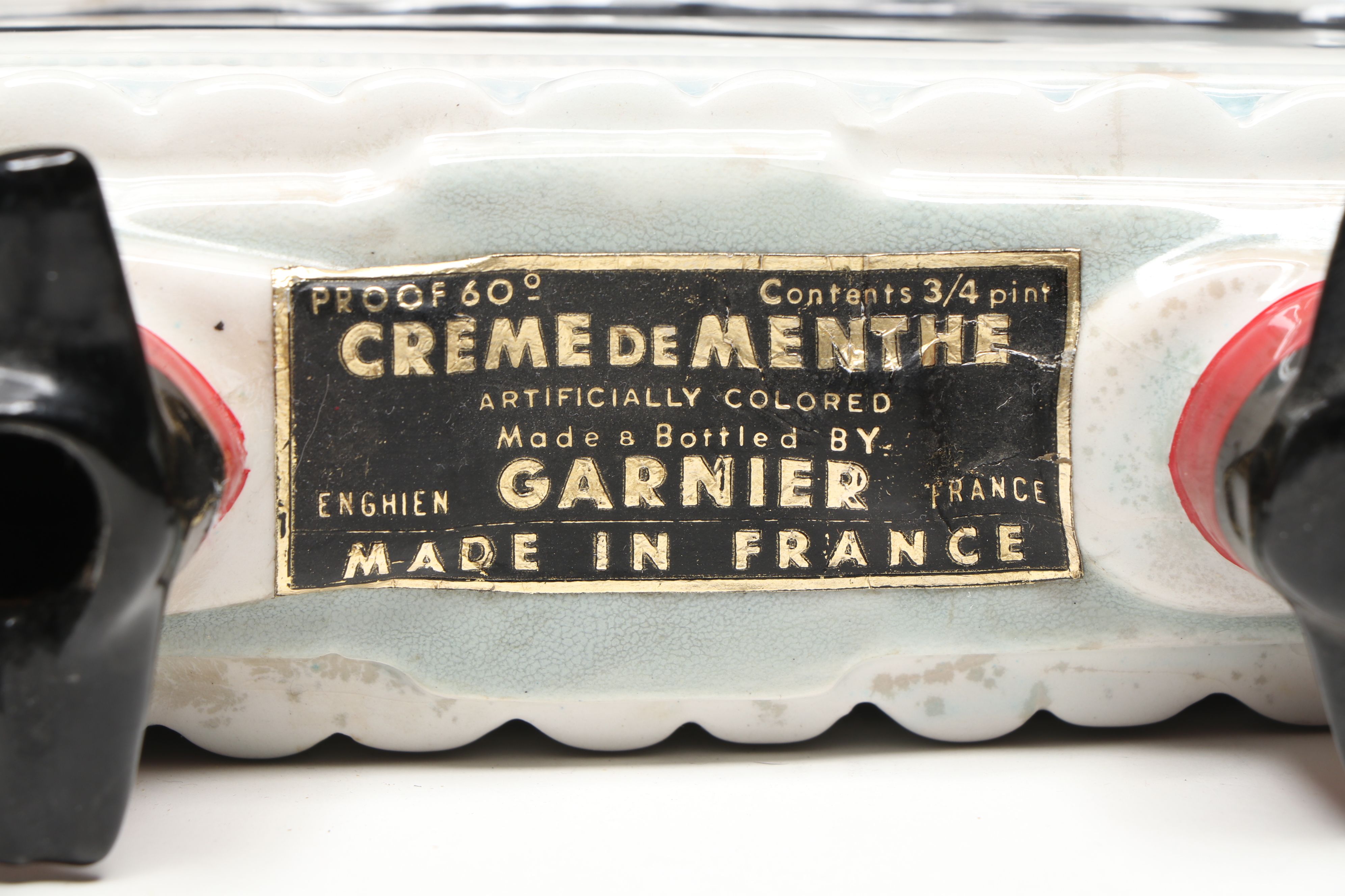 Garnier Hand-Painted Queen Mary and SS France Ceramic Decanters