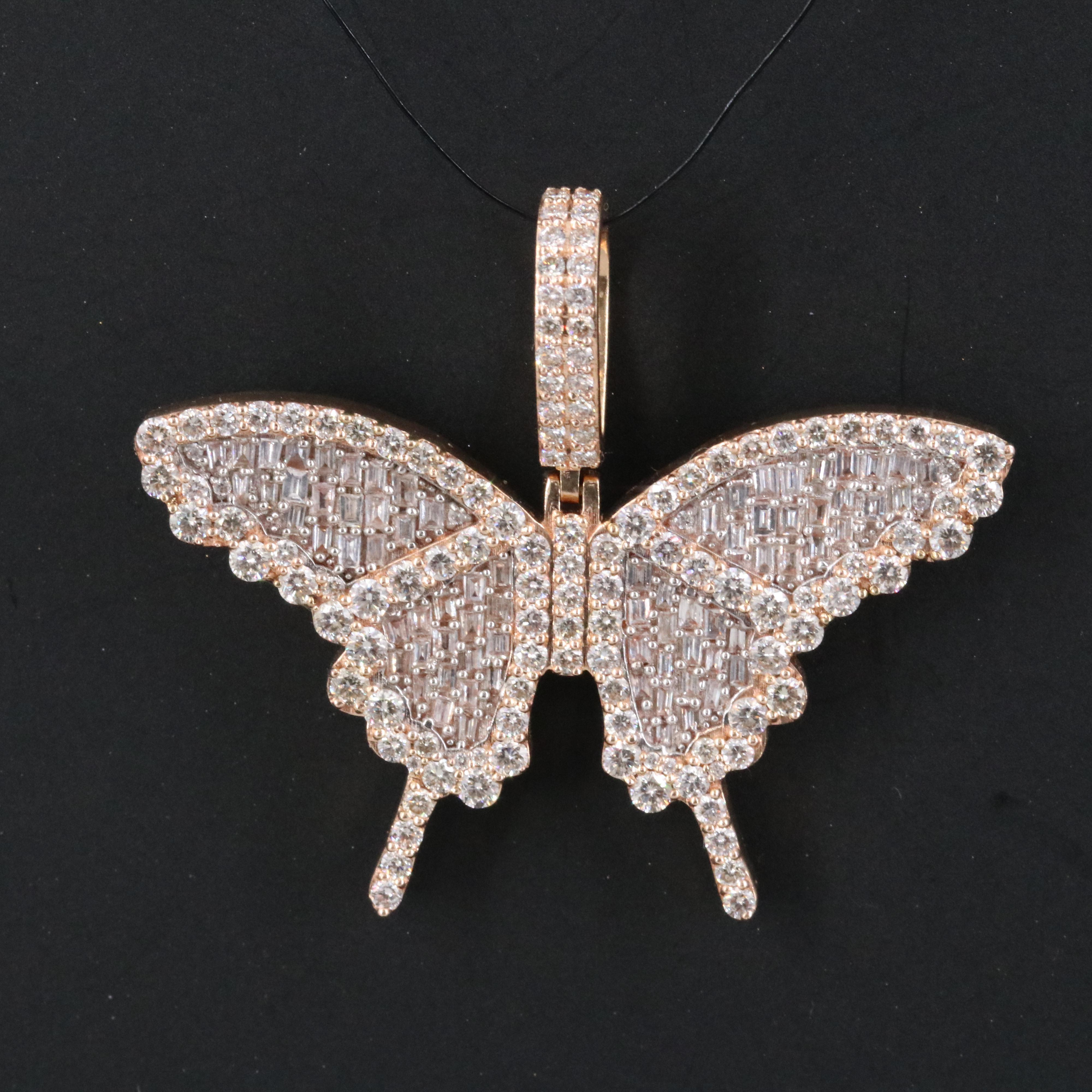 14K 2.50 CTW Diamond Rose Gold Butterfly Pendant