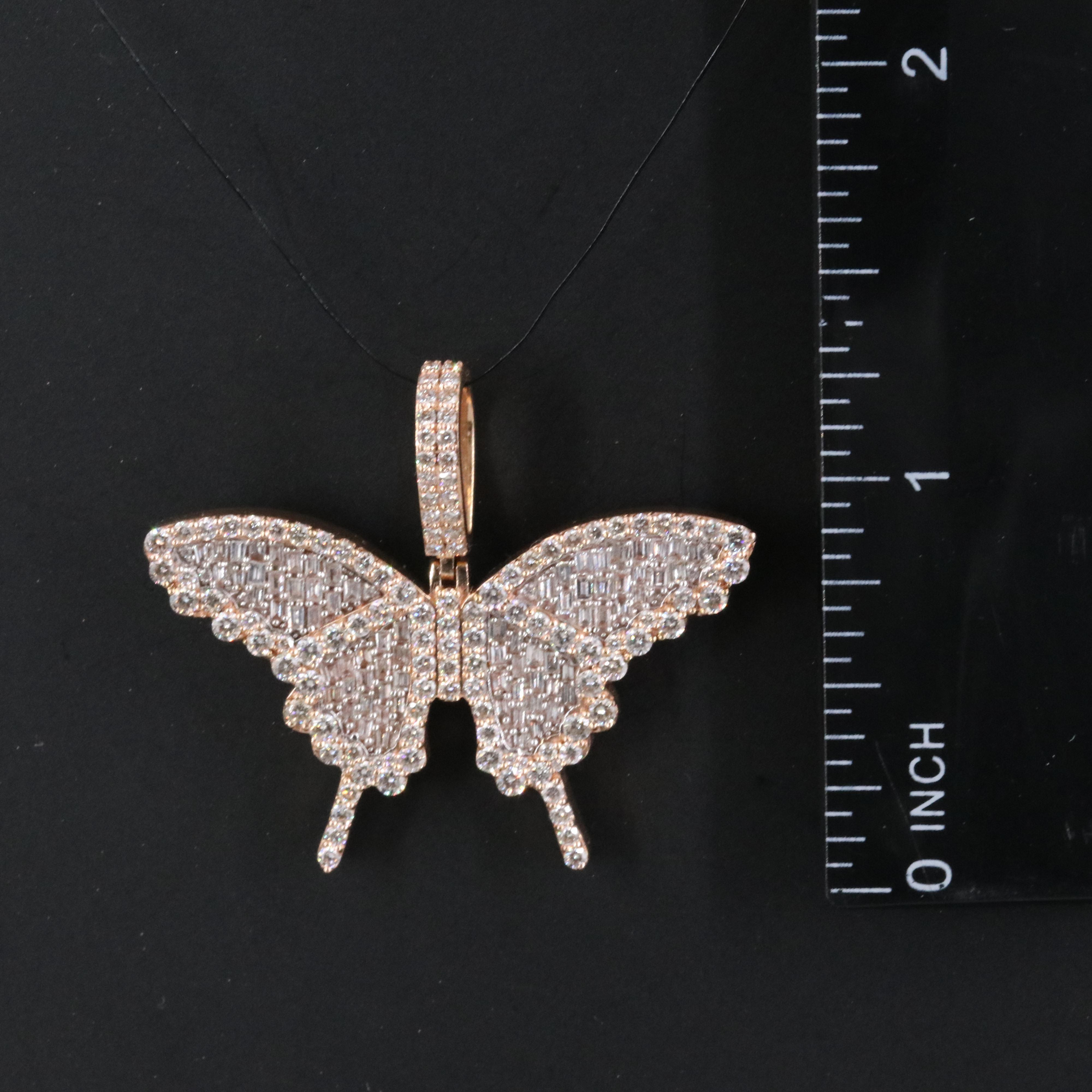 14K 2.50 CTW Diamond Rose Gold Butterfly Pendant