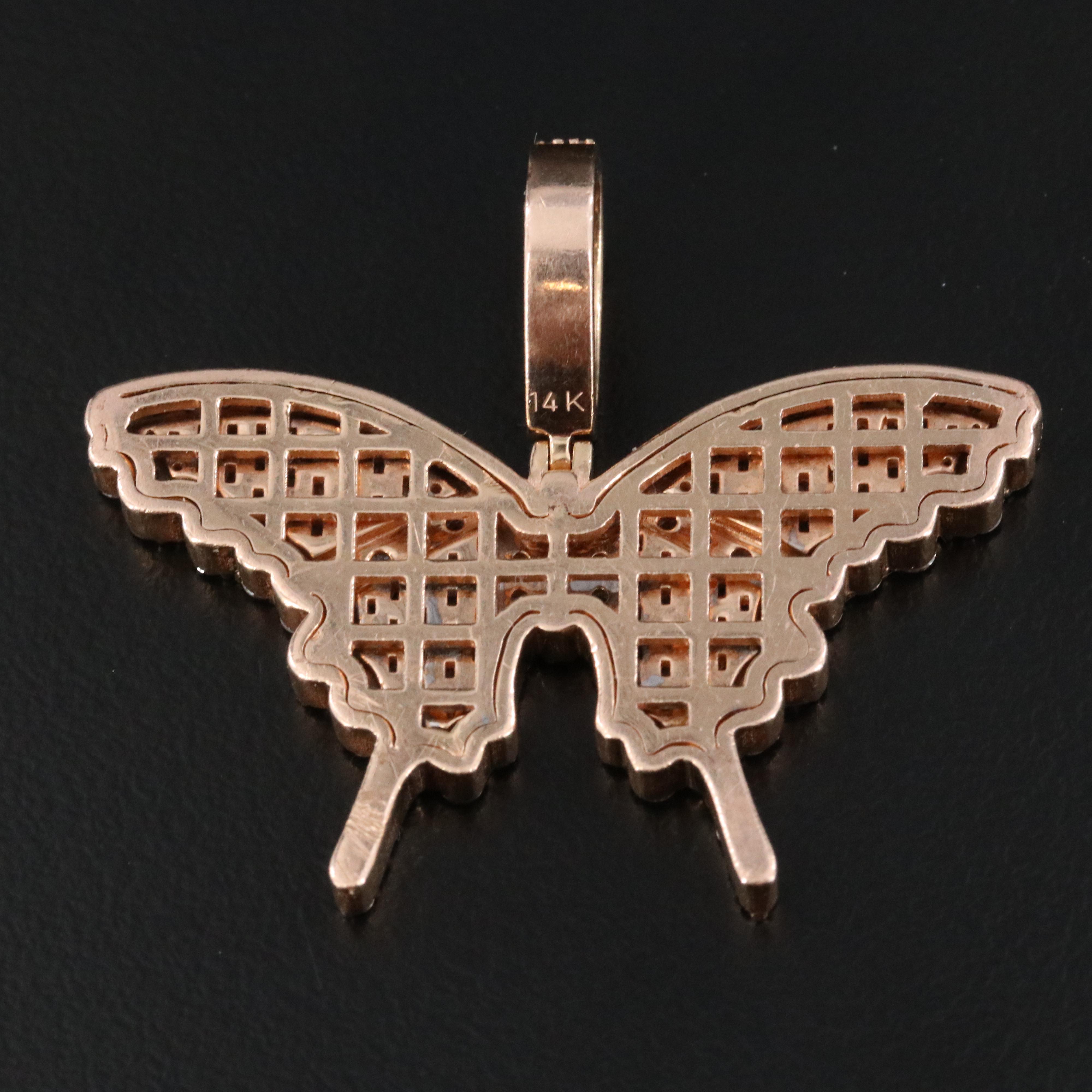 14K 2.50 CTW Diamond Rose Gold Butterfly Pendant