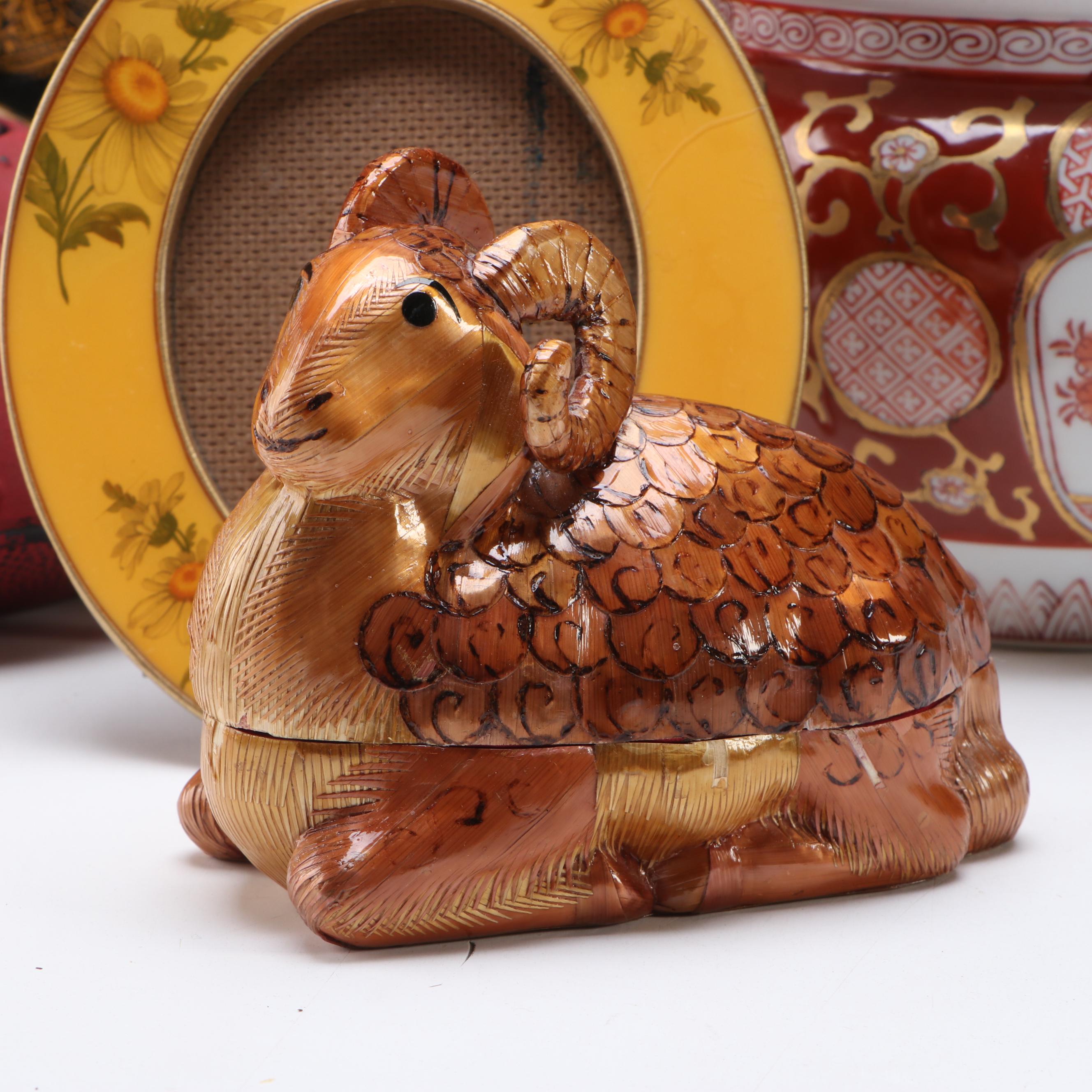 Japanese Cast Iron Tetsubin, Imari Style Planter, Lacquerware and More Décor