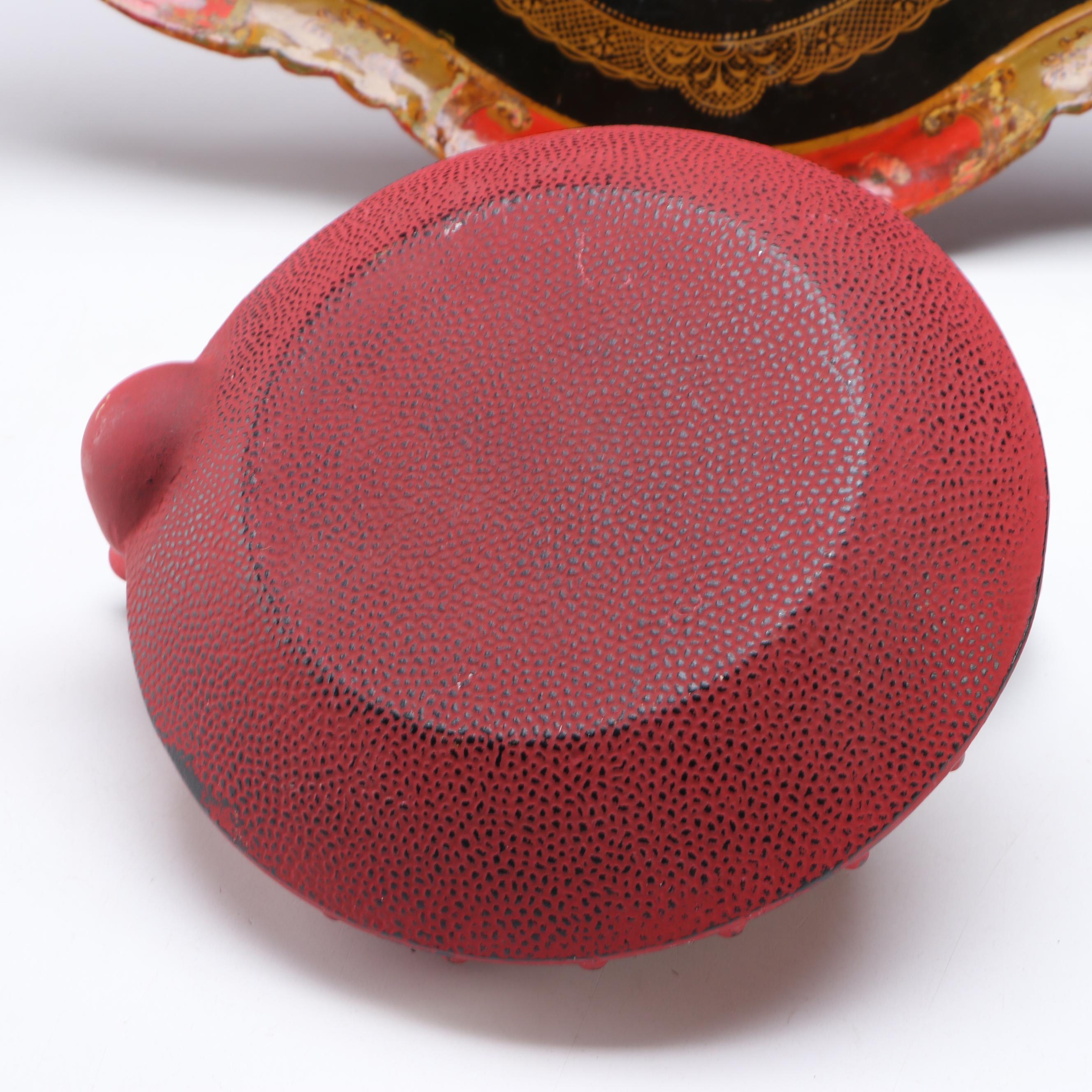 Japanese Cast Iron Tetsubin, Imari Style Planter, Lacquerware and More Décor