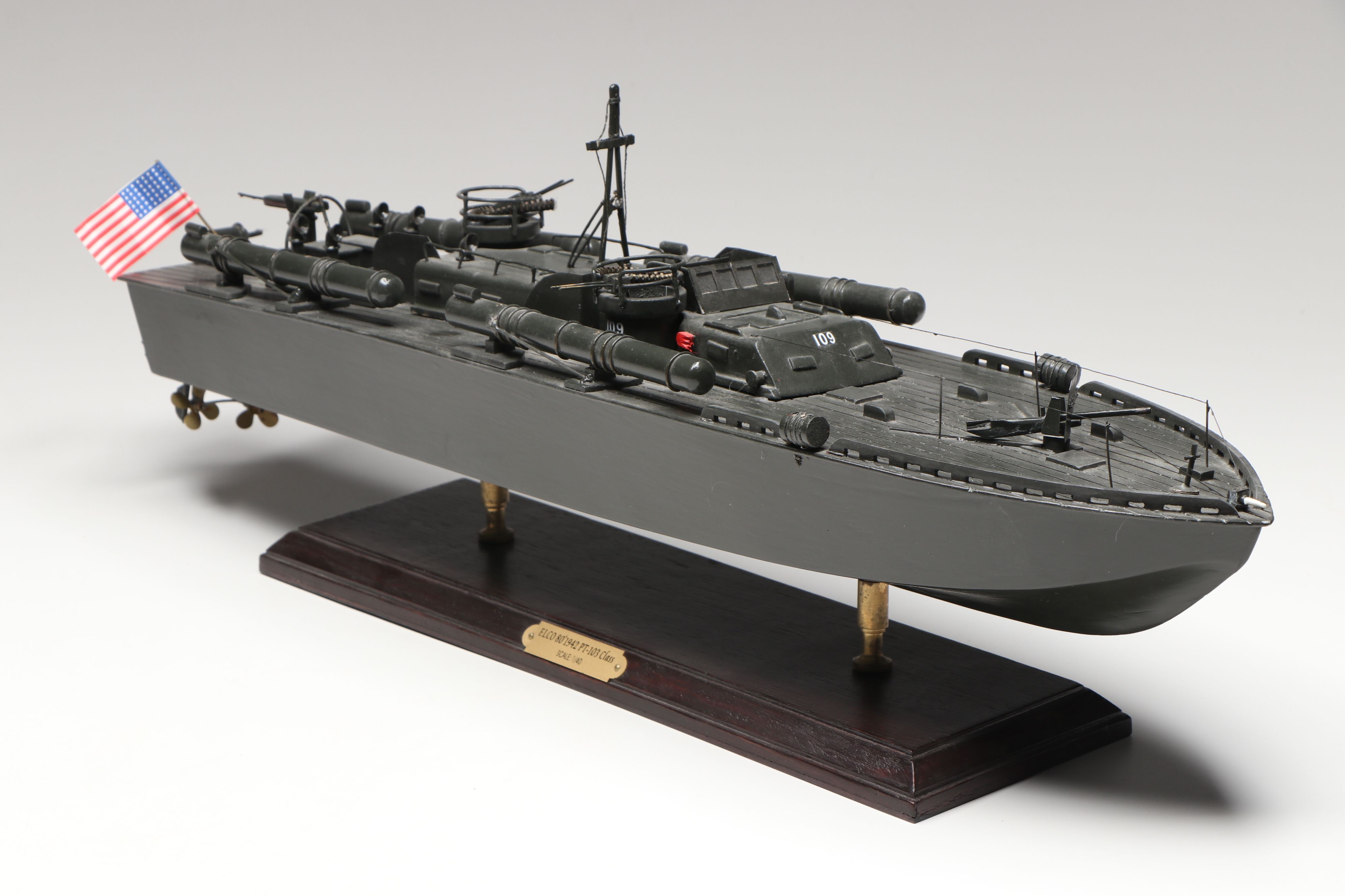 ELCO 1942 PT-103 Class Military Boat Model with John F. Kennedy Bust
