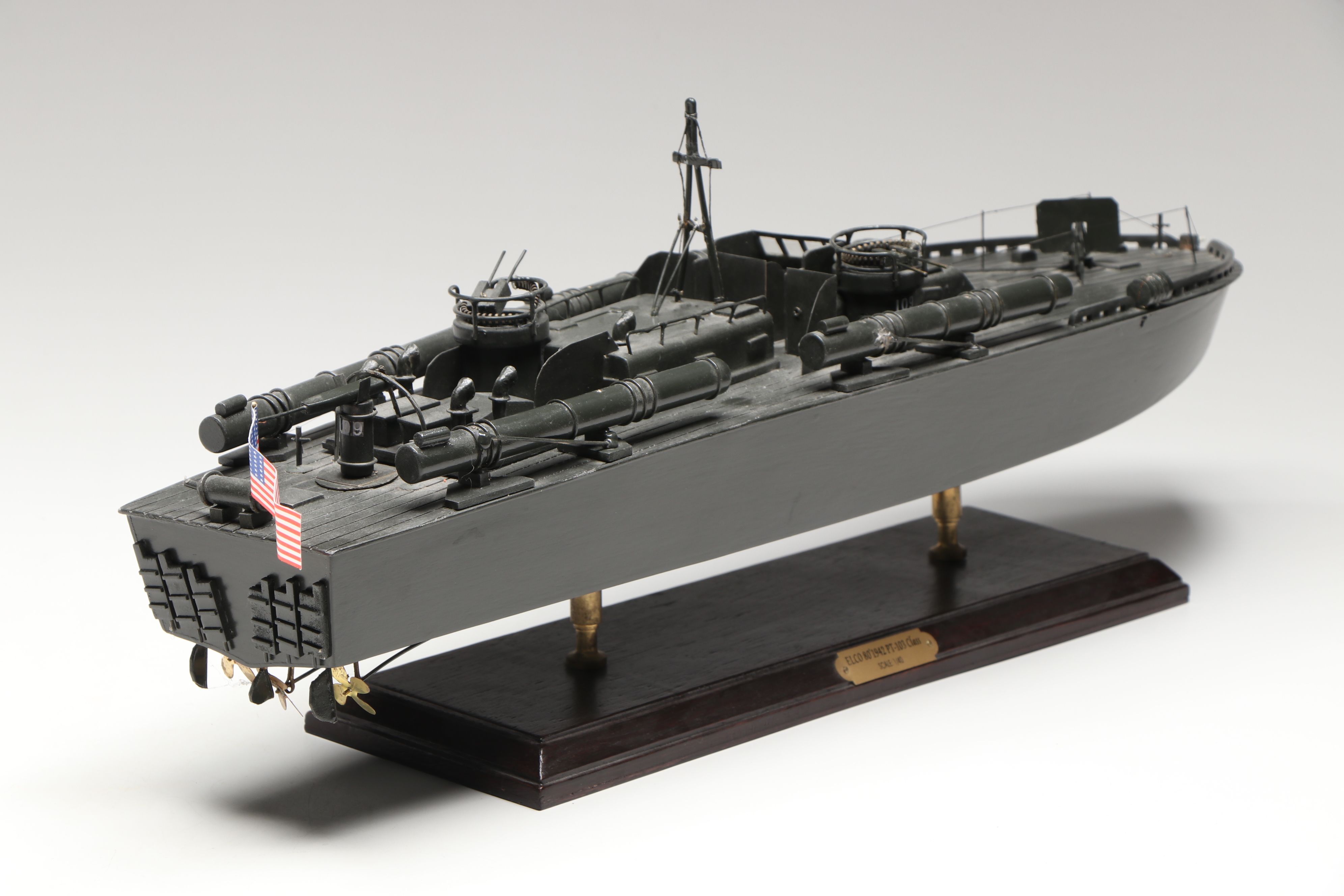 ELCO 1942 PT-103 Class Military Boat Model with John F. Kennedy Bust