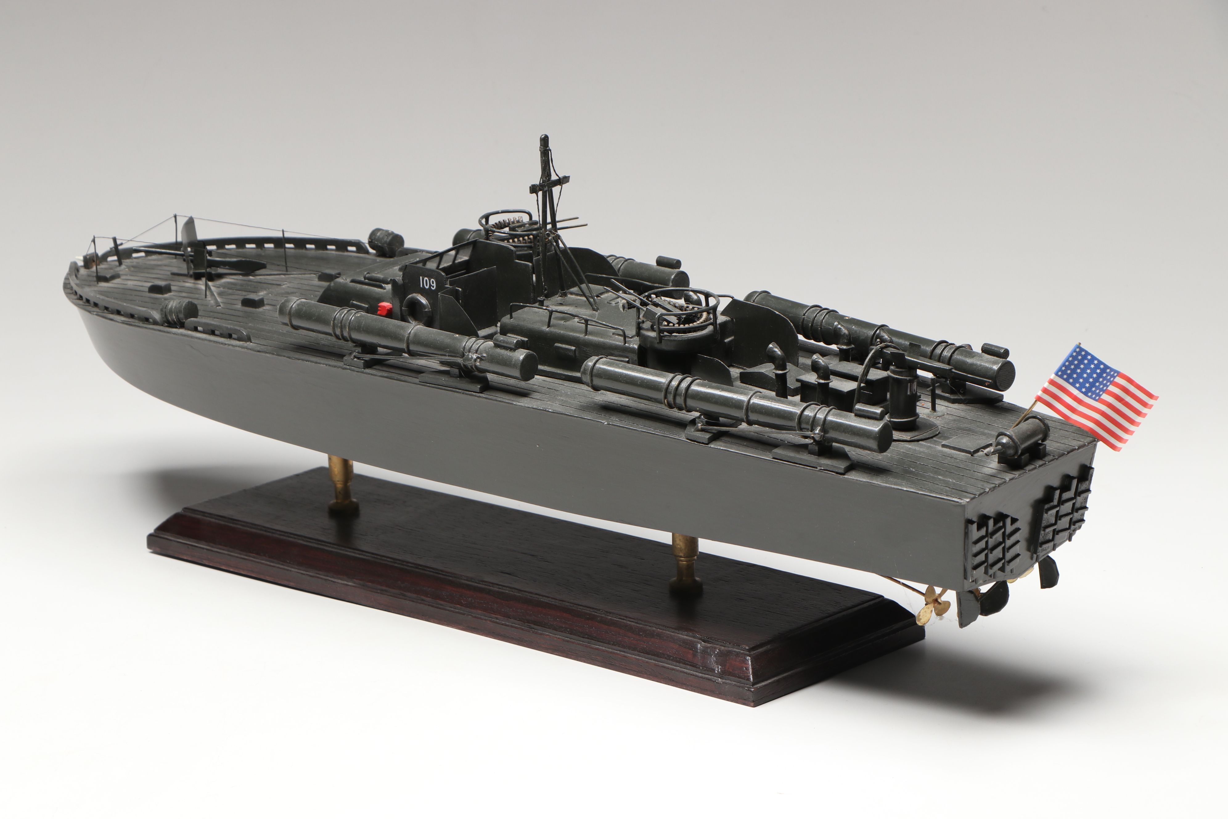 ELCO 1942 PT-103 Class Military Boat Model with John F. Kennedy Bust