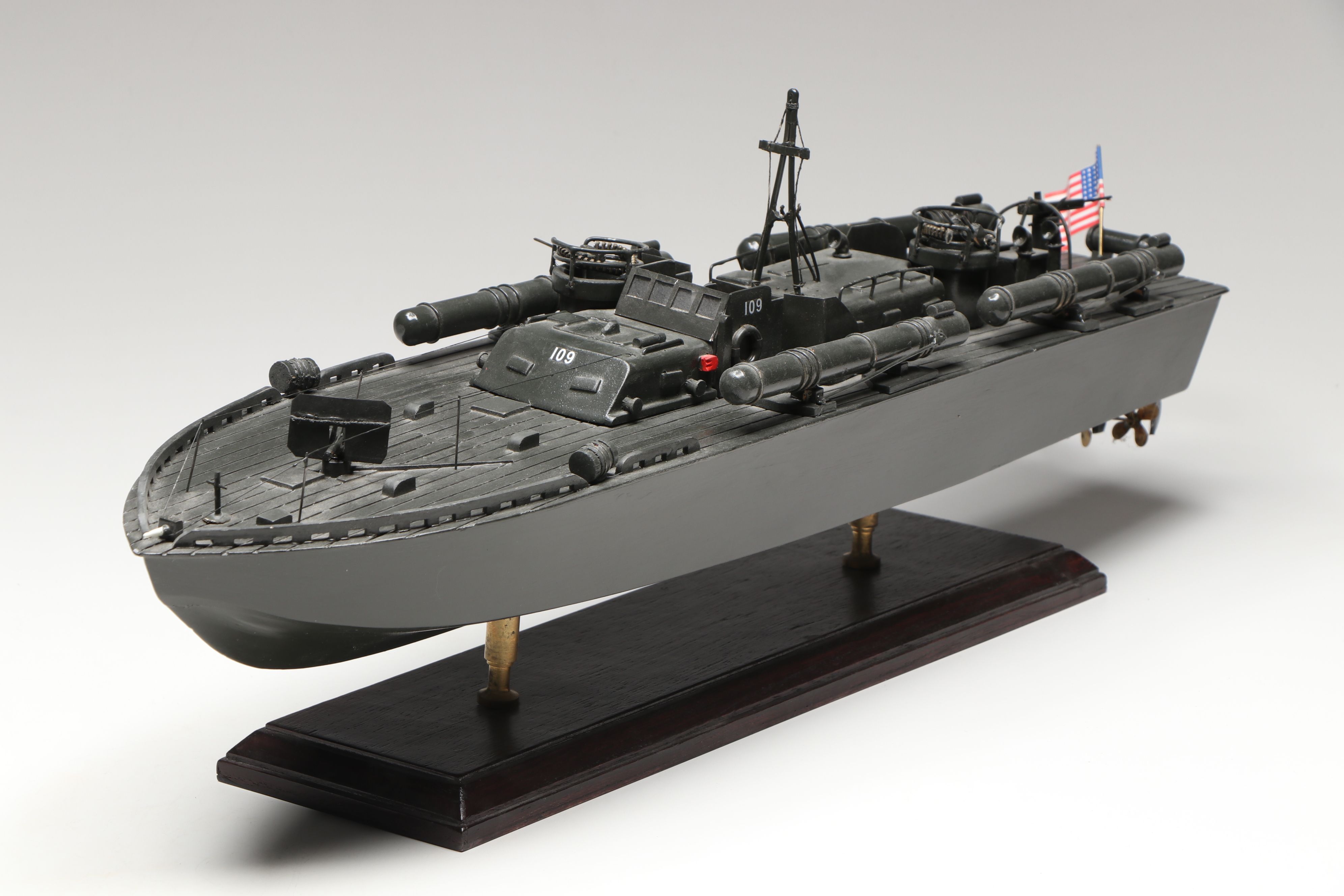 ELCO 1942 PT-103 Class Military Boat Model with John F. Kennedy Bust