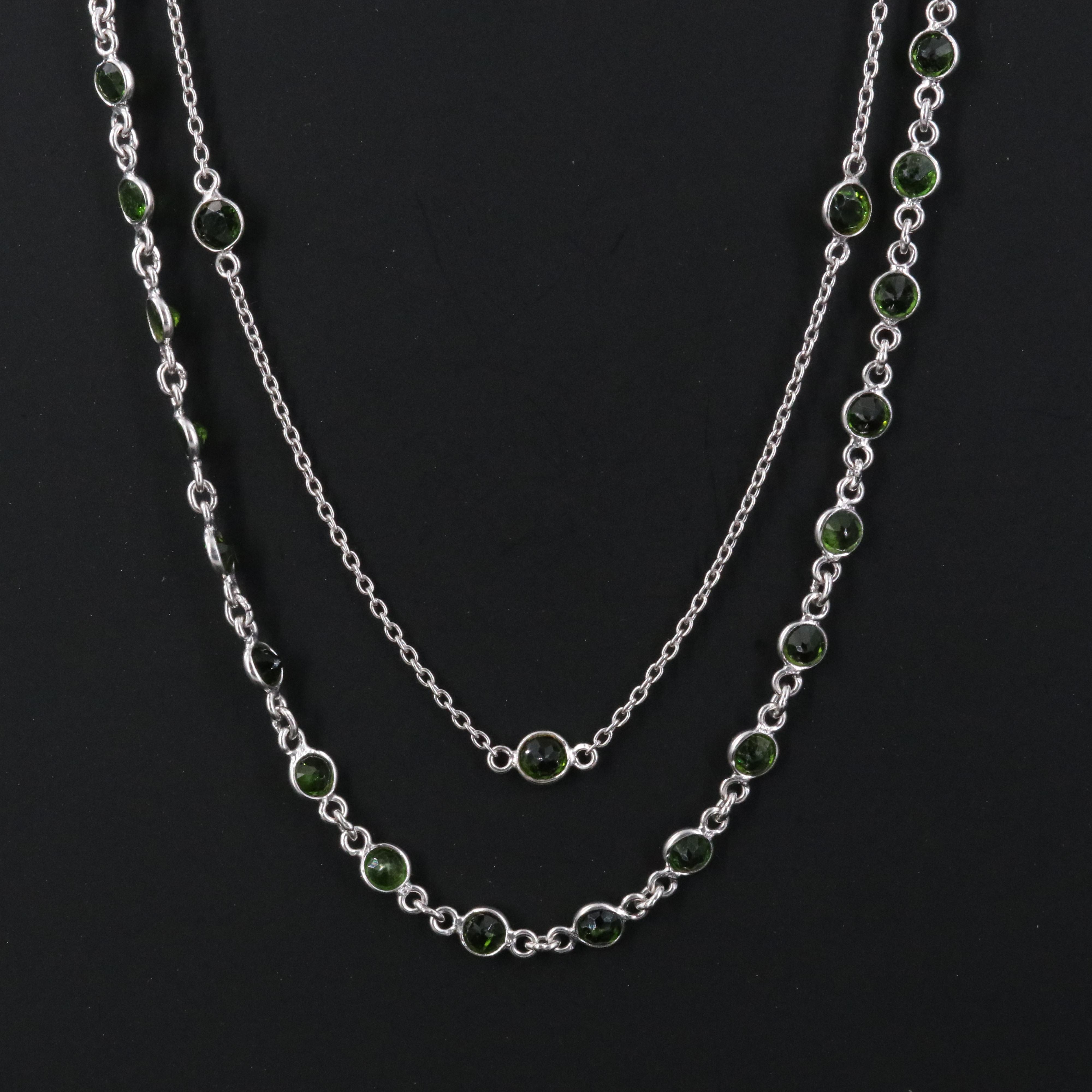 Sterling Diopside Station Necklace