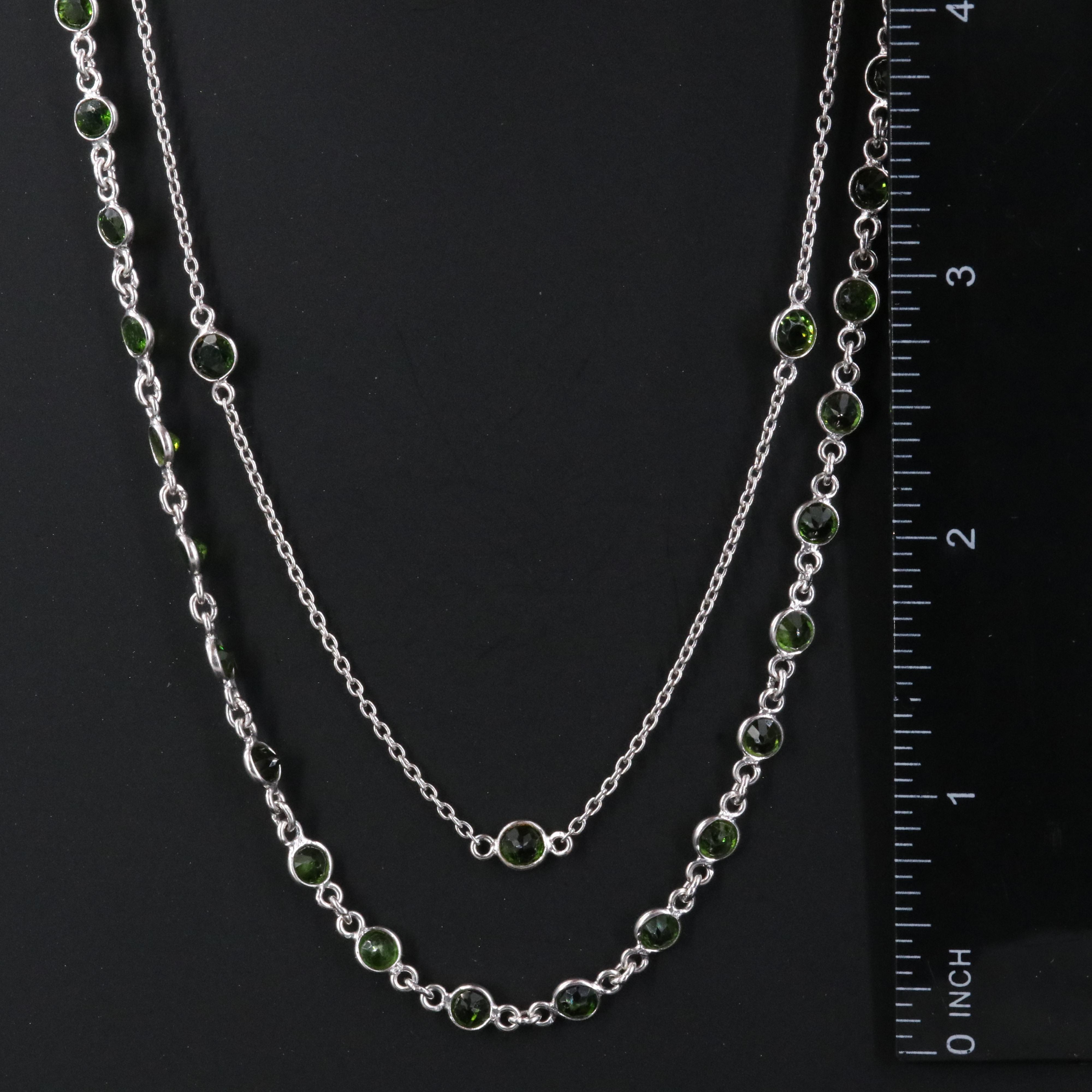 Sterling Diopside Station Necklace