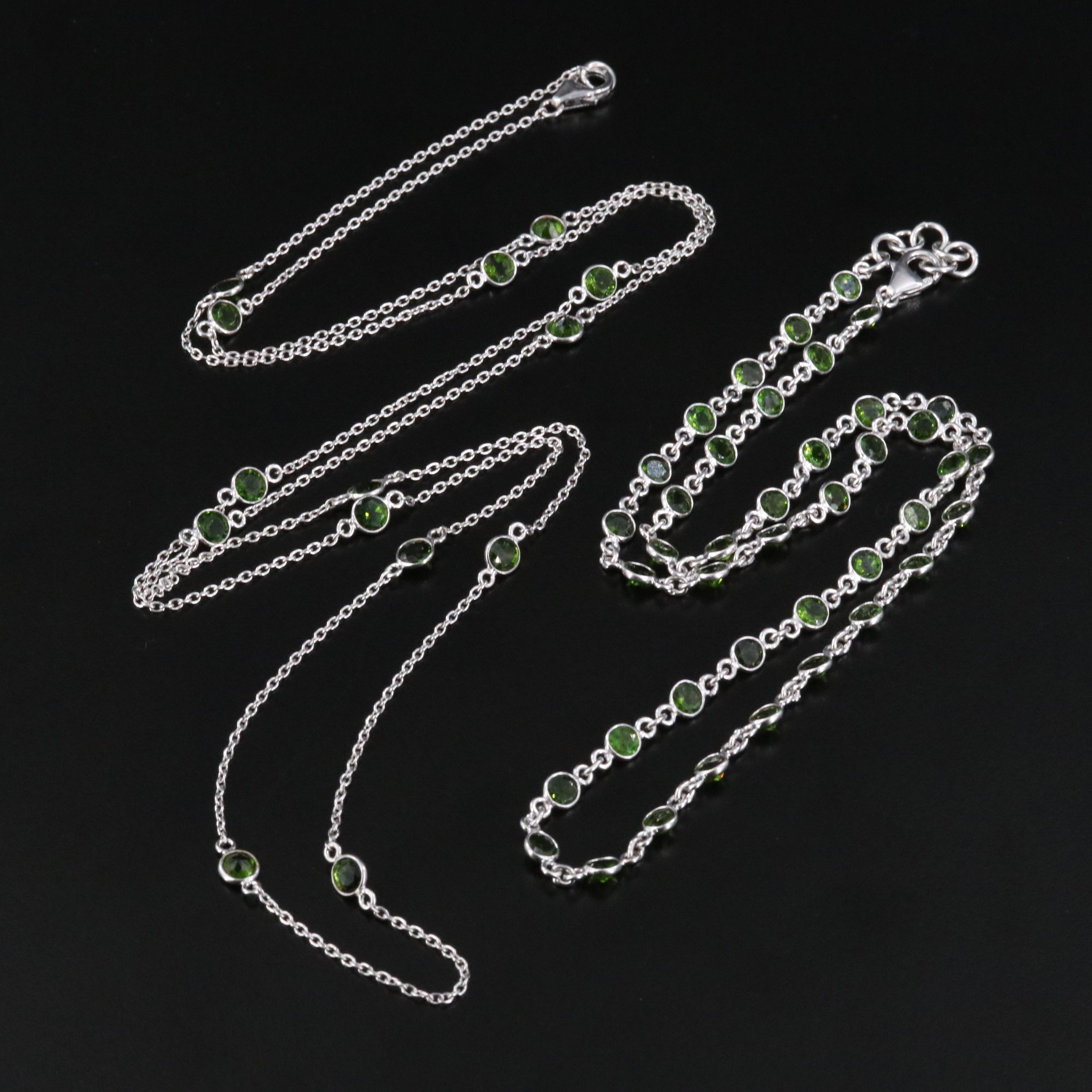 Sterling Diopside Station Necklace