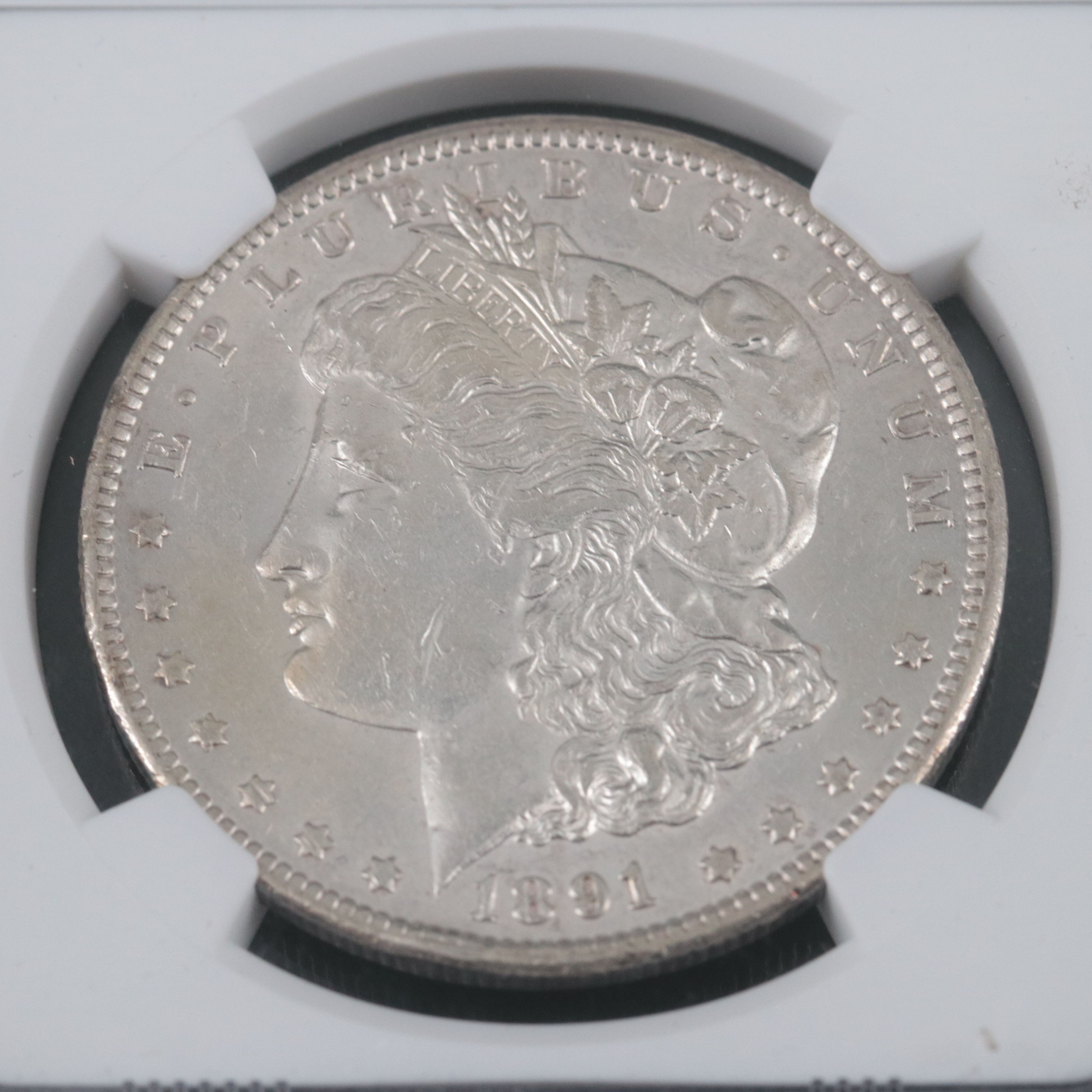 NGC AU Details 1891-CC Morgan Silver Dollar, VAM Spitting Eagle Variety