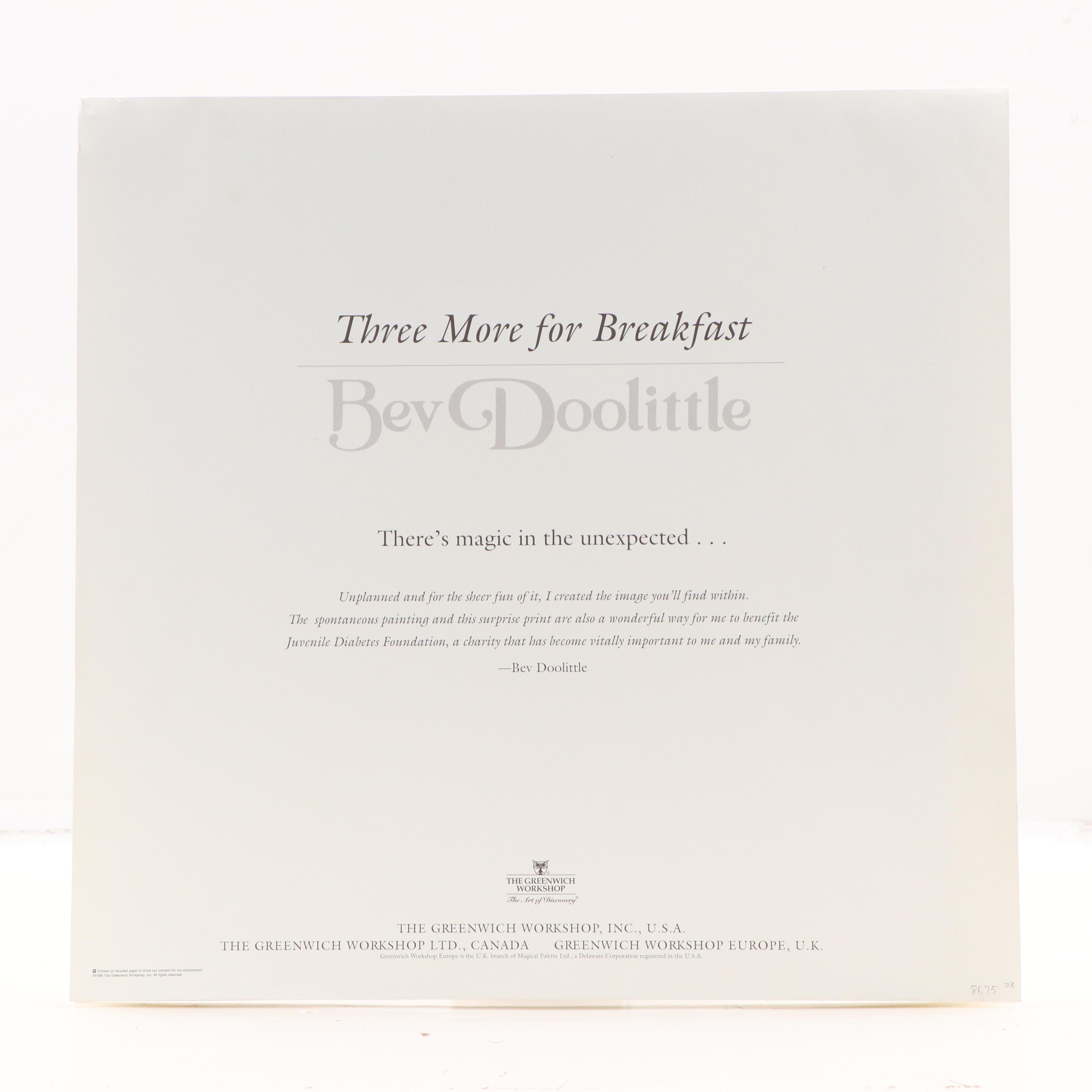 Bev Doolittle Offset Lithograph "Three More for Breakfast," 1996