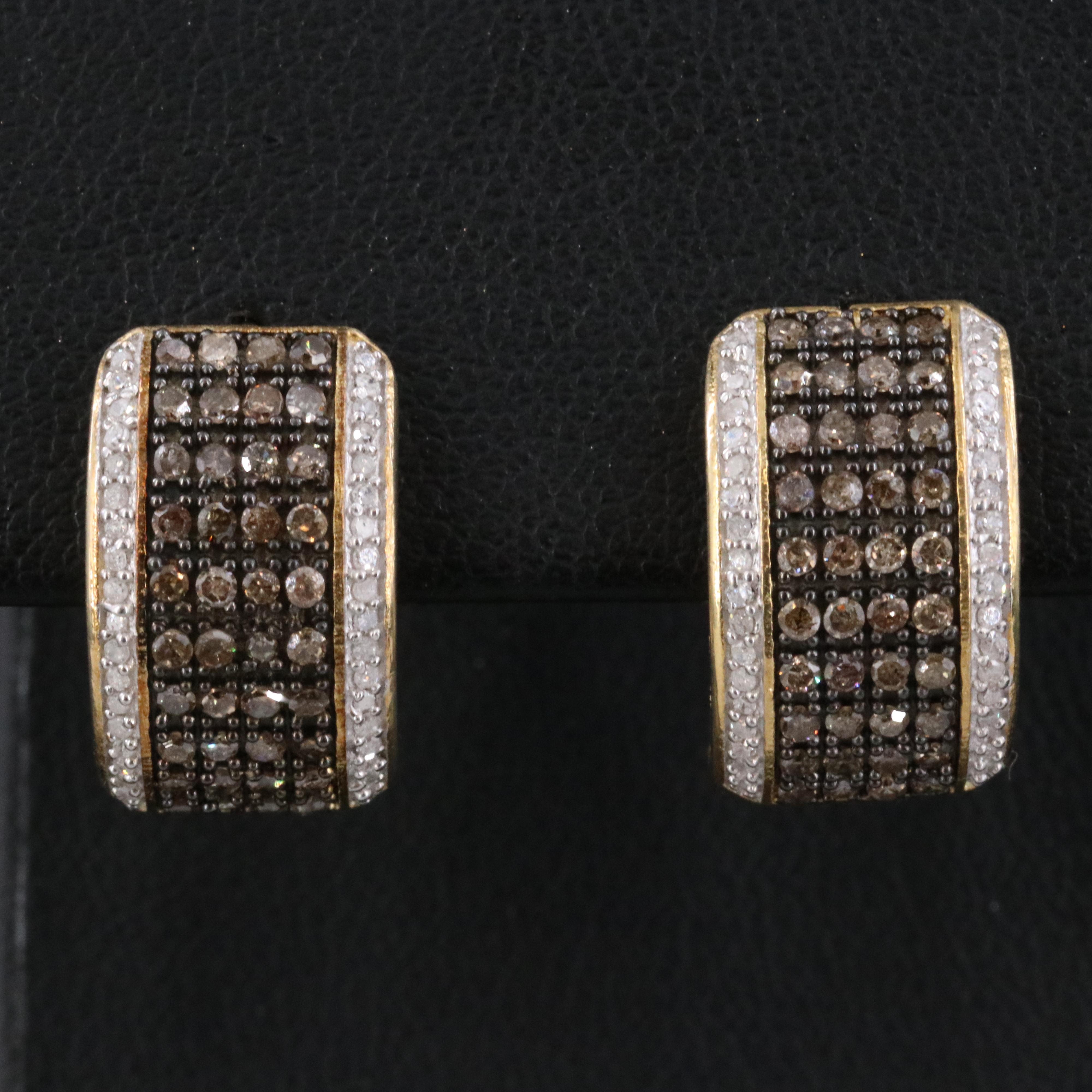 Sterling Diamond Hoop Earrings
