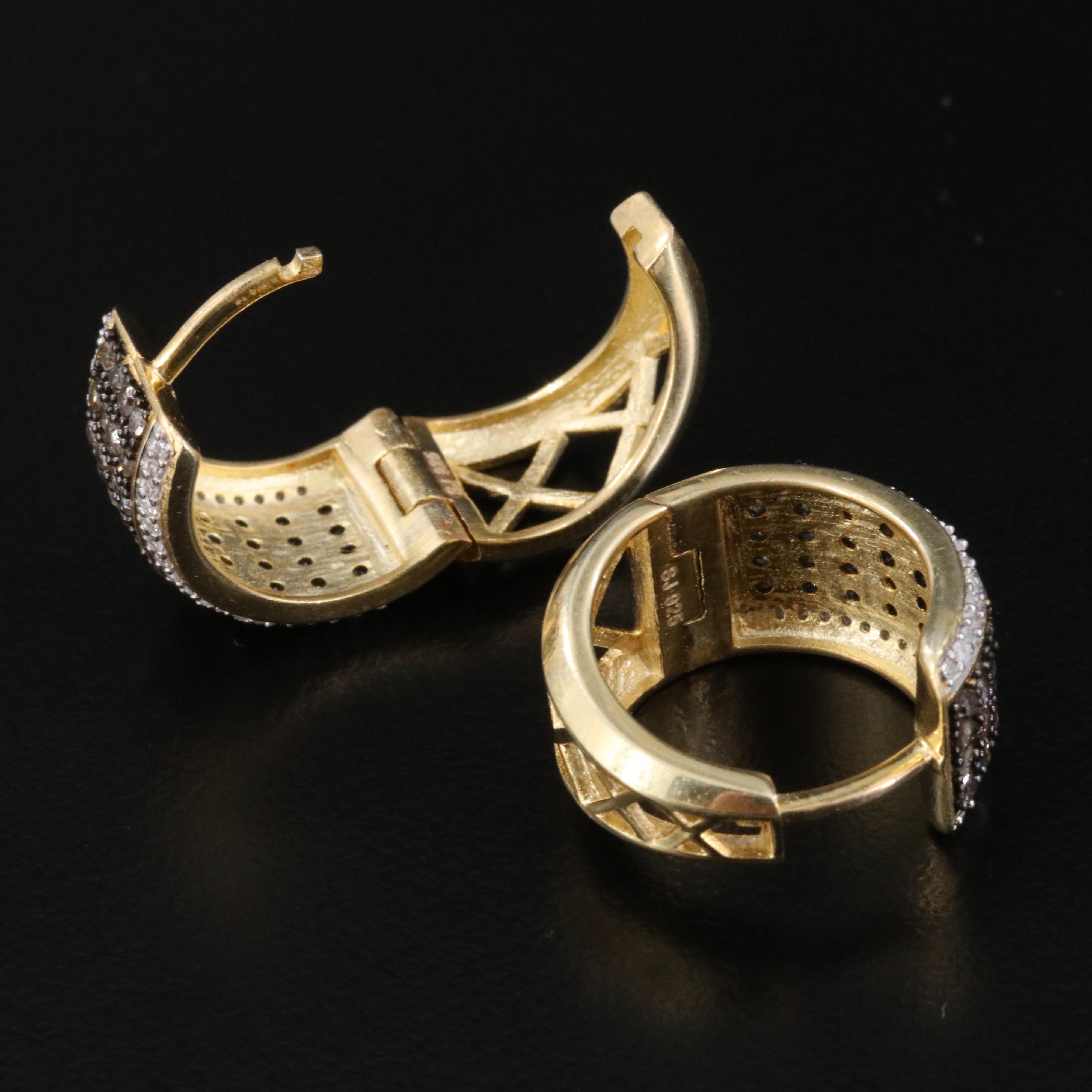 Sterling Diamond Hoop Earrings