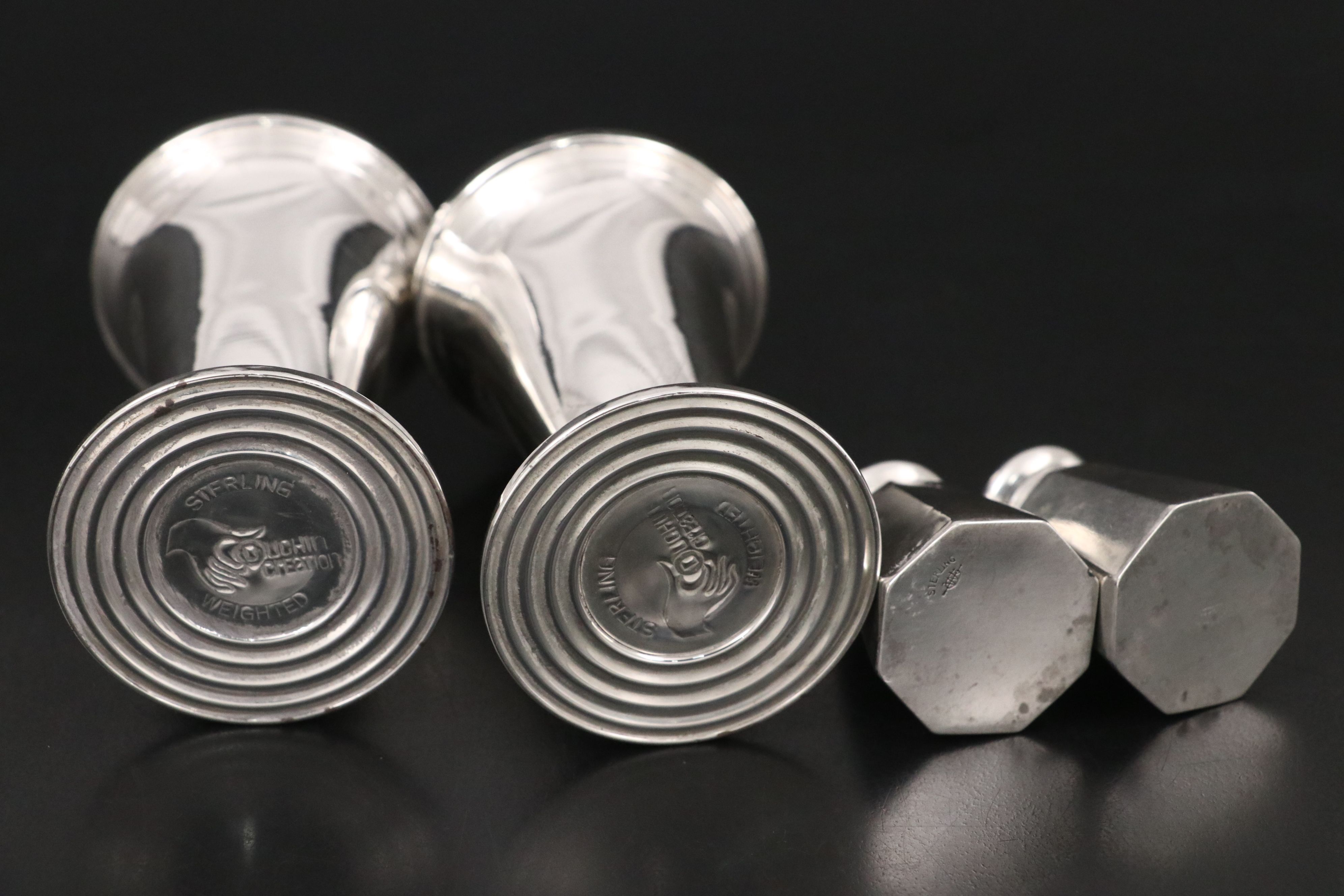 Webster and Duchin Sterling Salt and Pepper Shakers with Lenox Nut Dishes