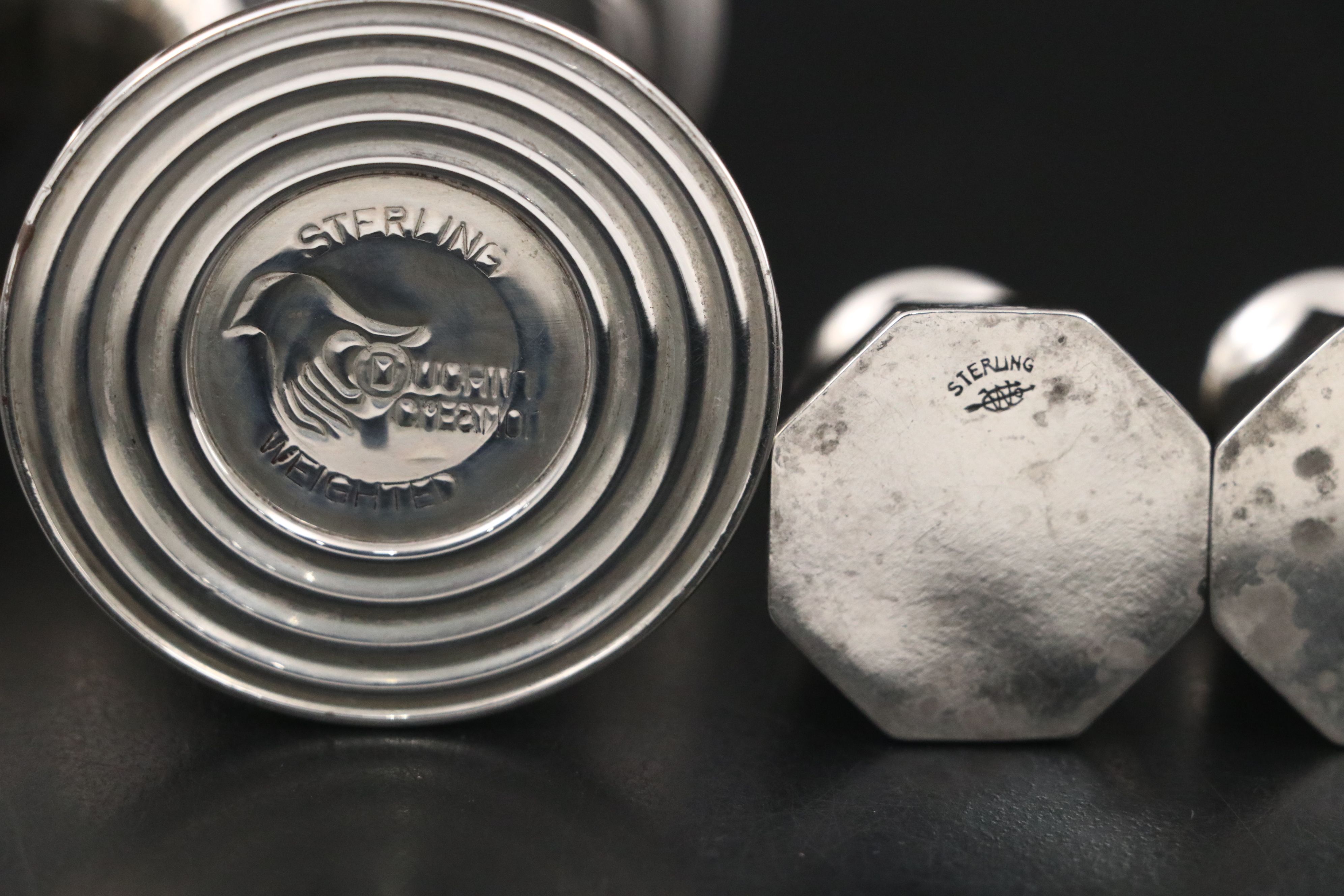 Webster and Duchin Sterling Salt and Pepper Shakers with Lenox Nut Dishes