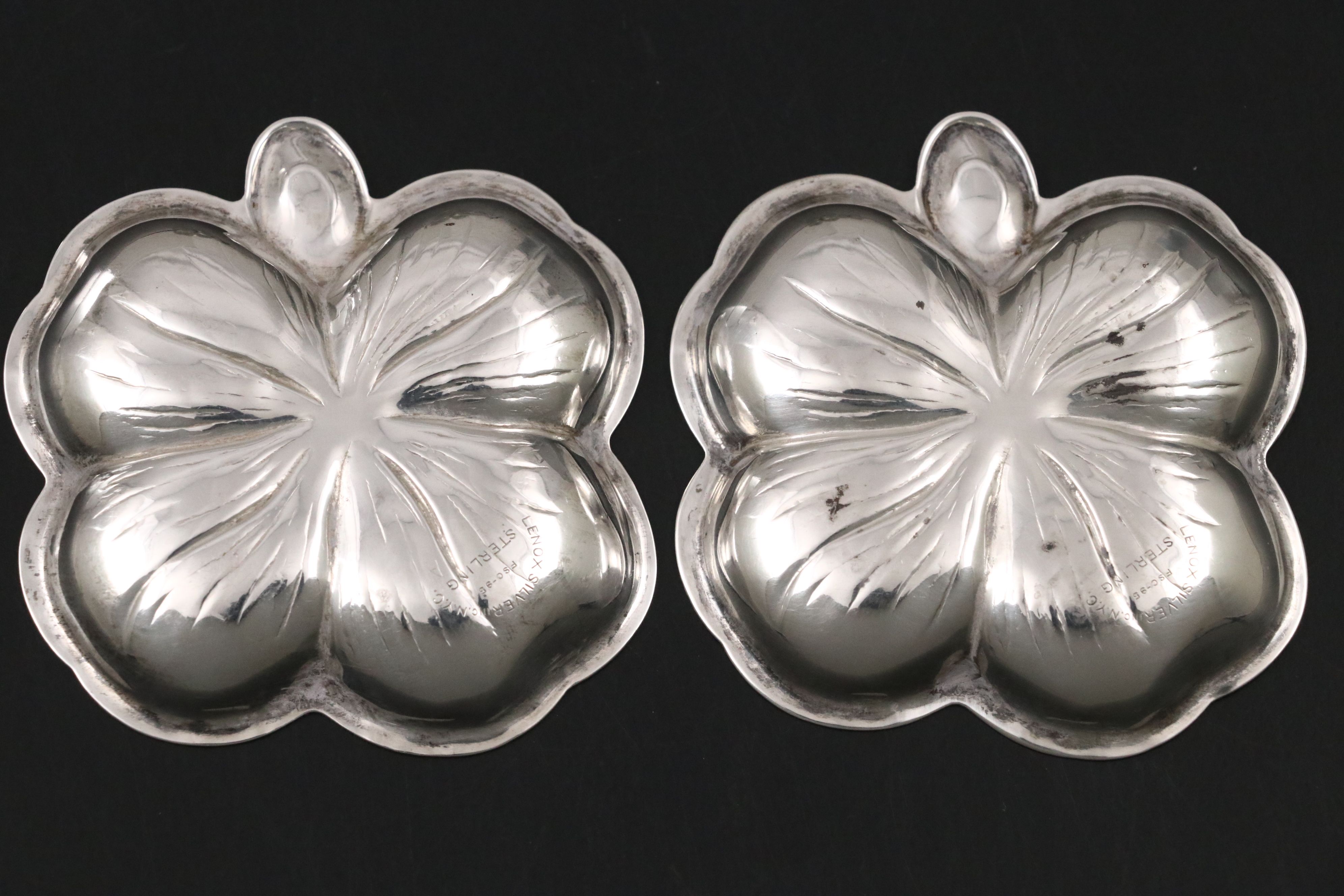 Webster and Duchin Sterling Salt and Pepper Shakers with Lenox Nut Dishes