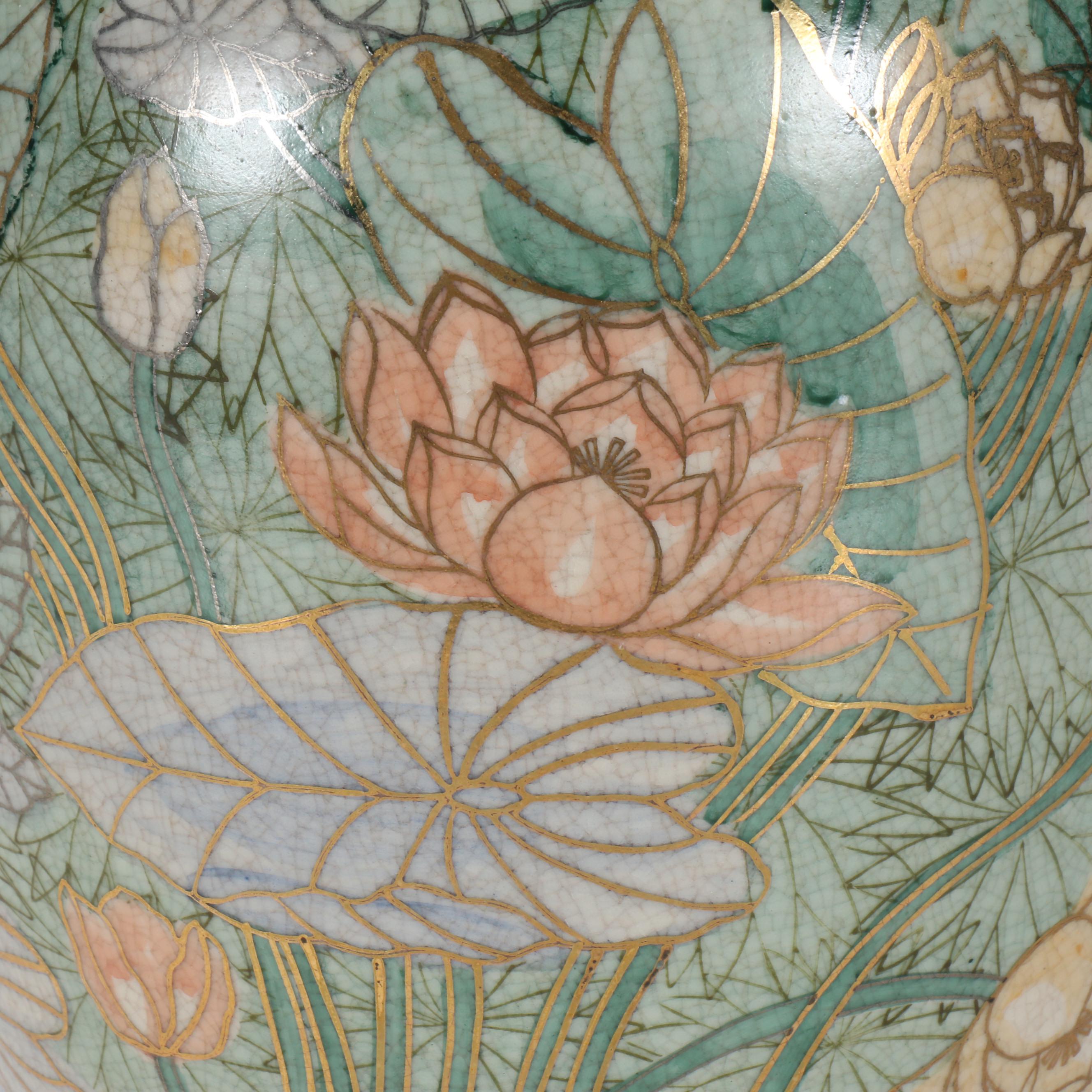 Wildwood Lamps Floral Painted Ceramic Table Lamp and Shirred Shade