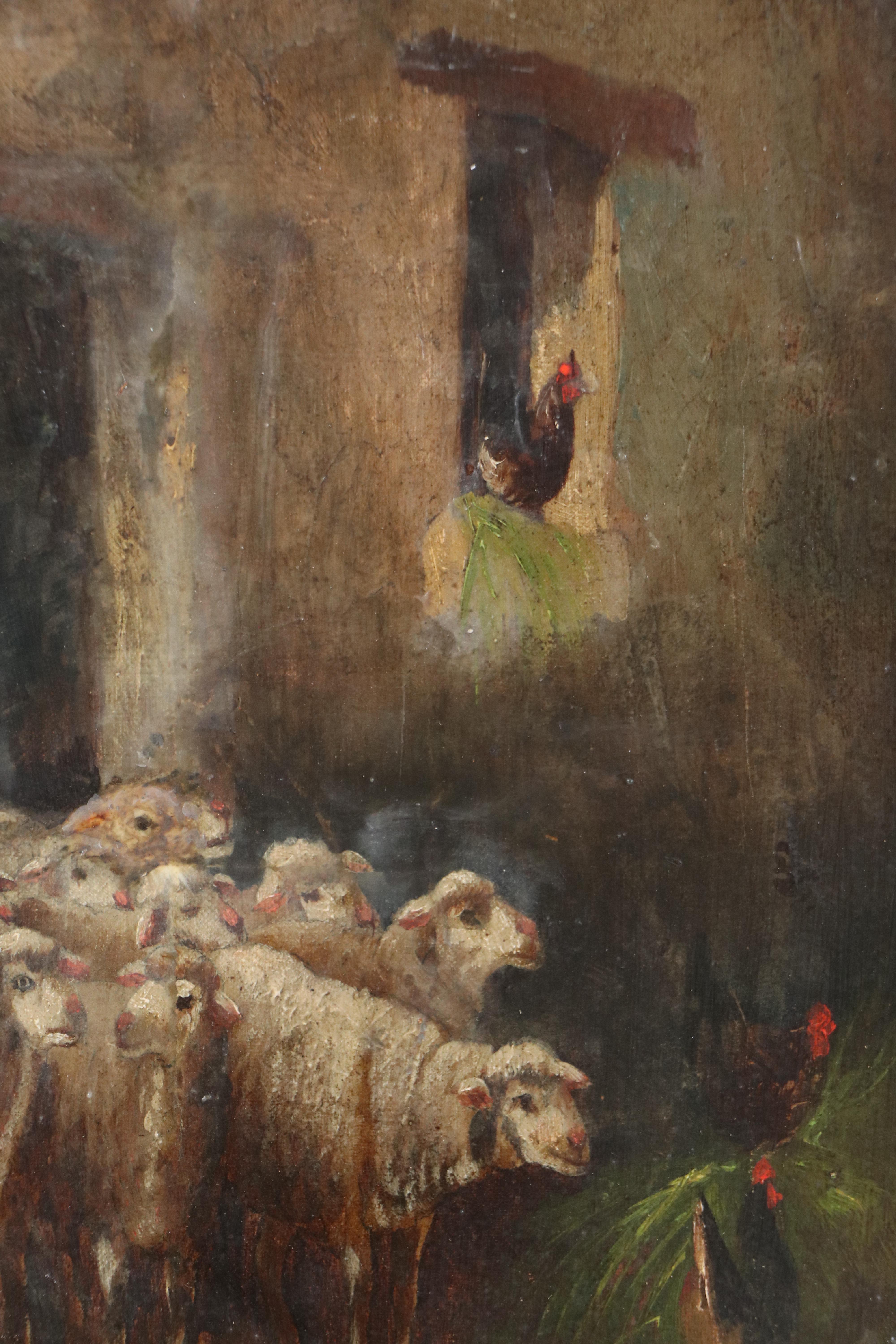 Antonio Rudolphi Oil Painting "Evening Hours," Late 19th C.