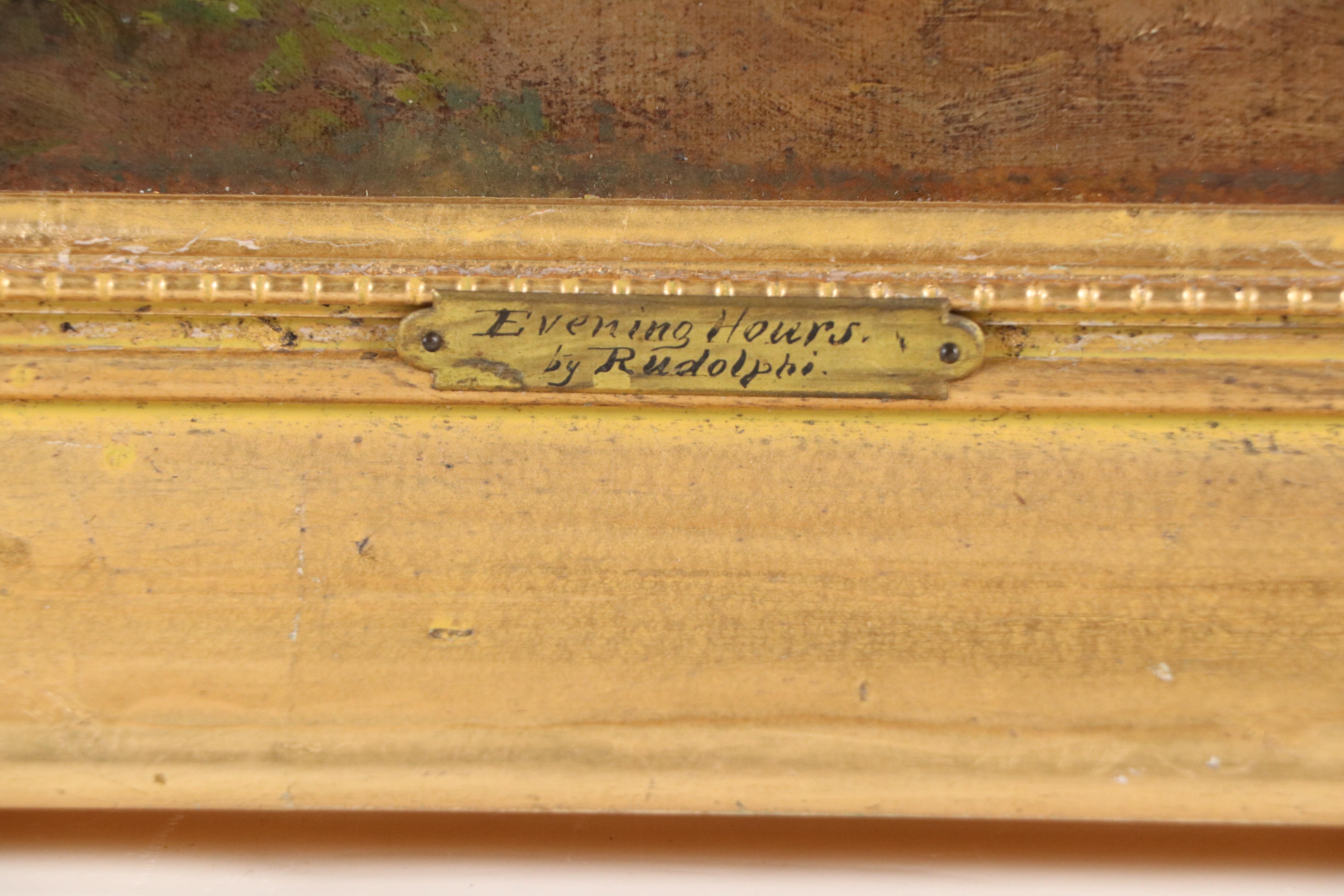 Antonio Rudolphi Oil Painting "Evening Hours," Late 19th C.