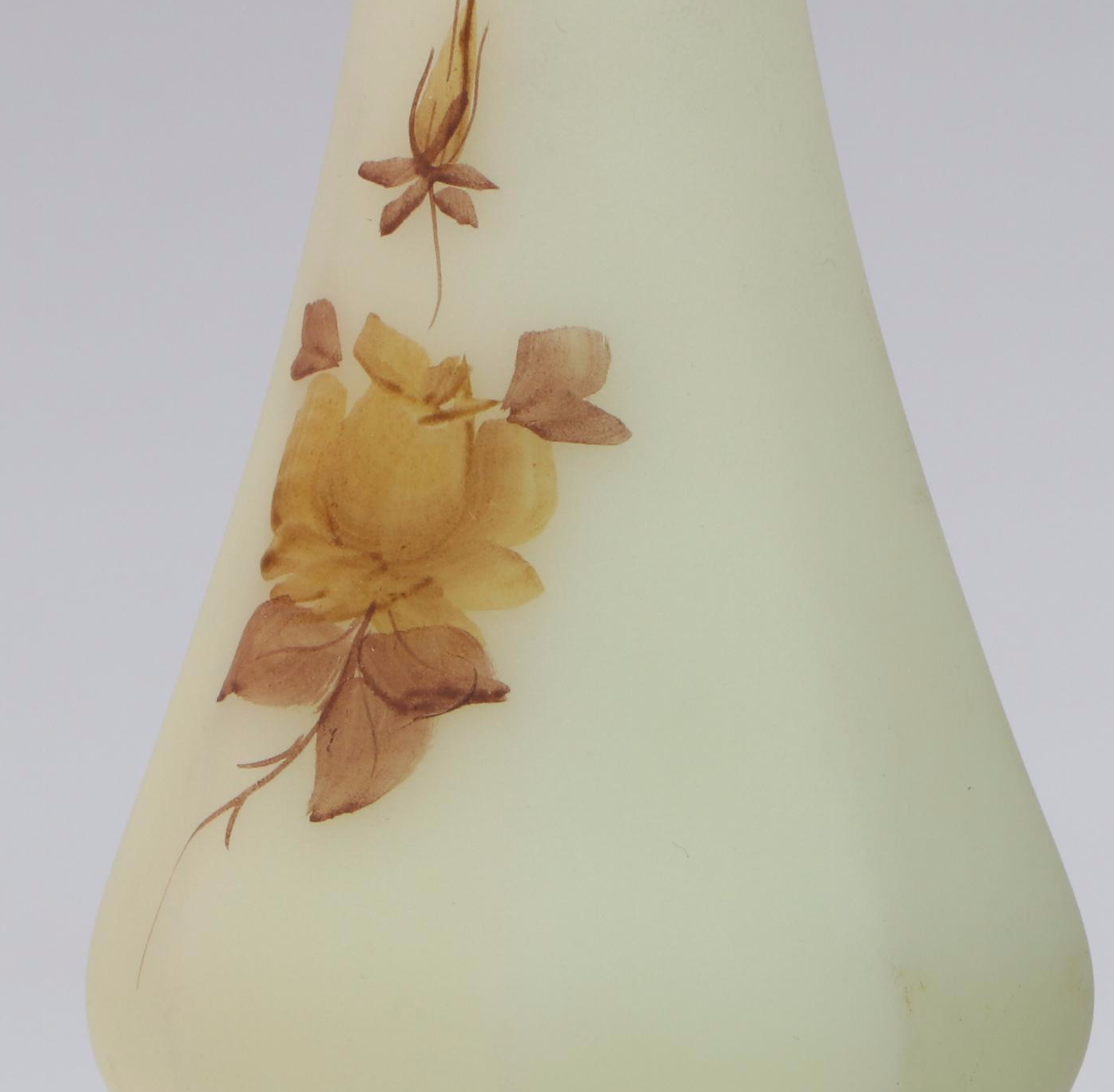 Fenton Hand-Painted Uranium Glass Bud Vase and Other Art Glass Vases