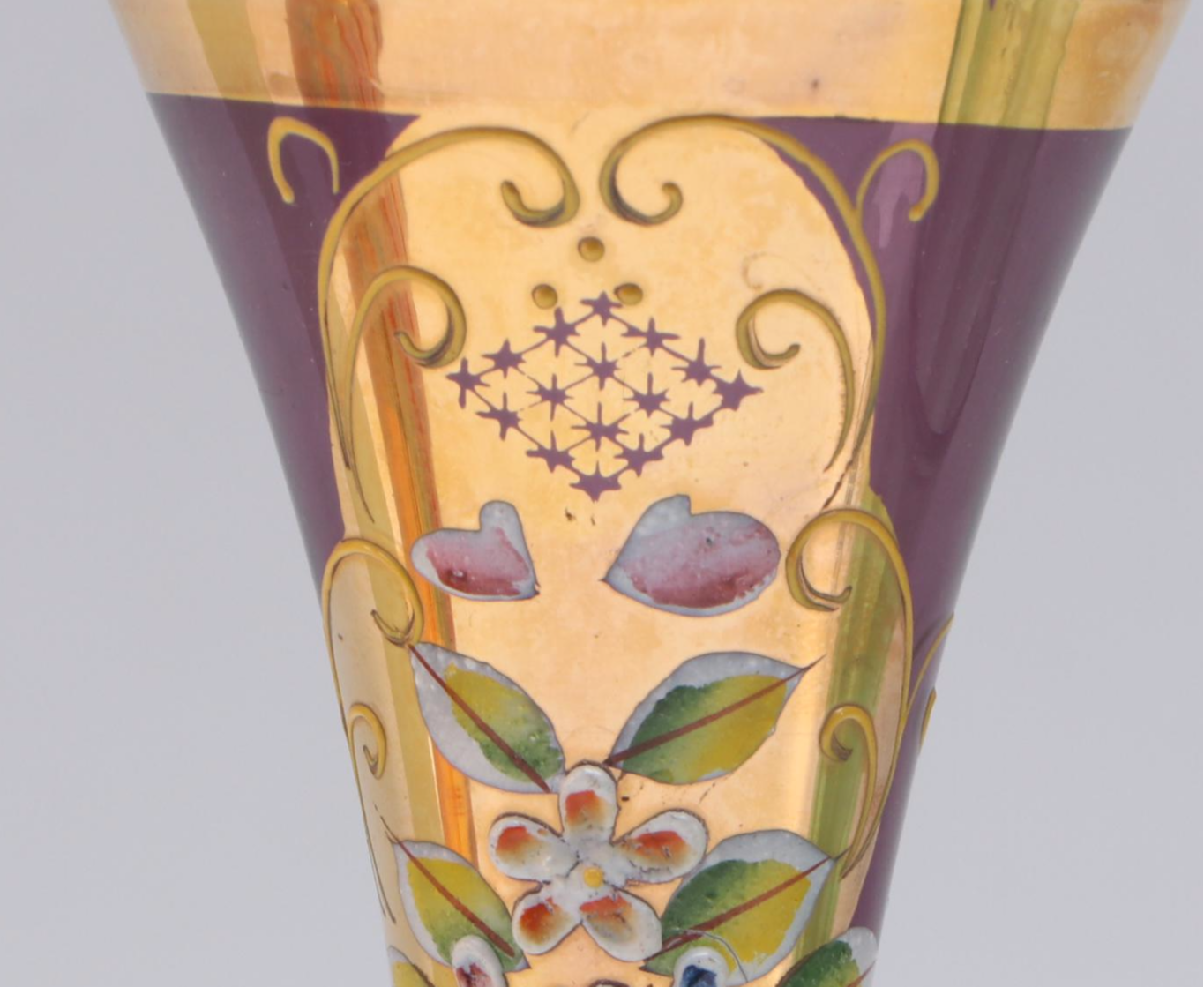 Fenton Hand-Painted Uranium Glass Bud Vase and Other Art Glass Vases