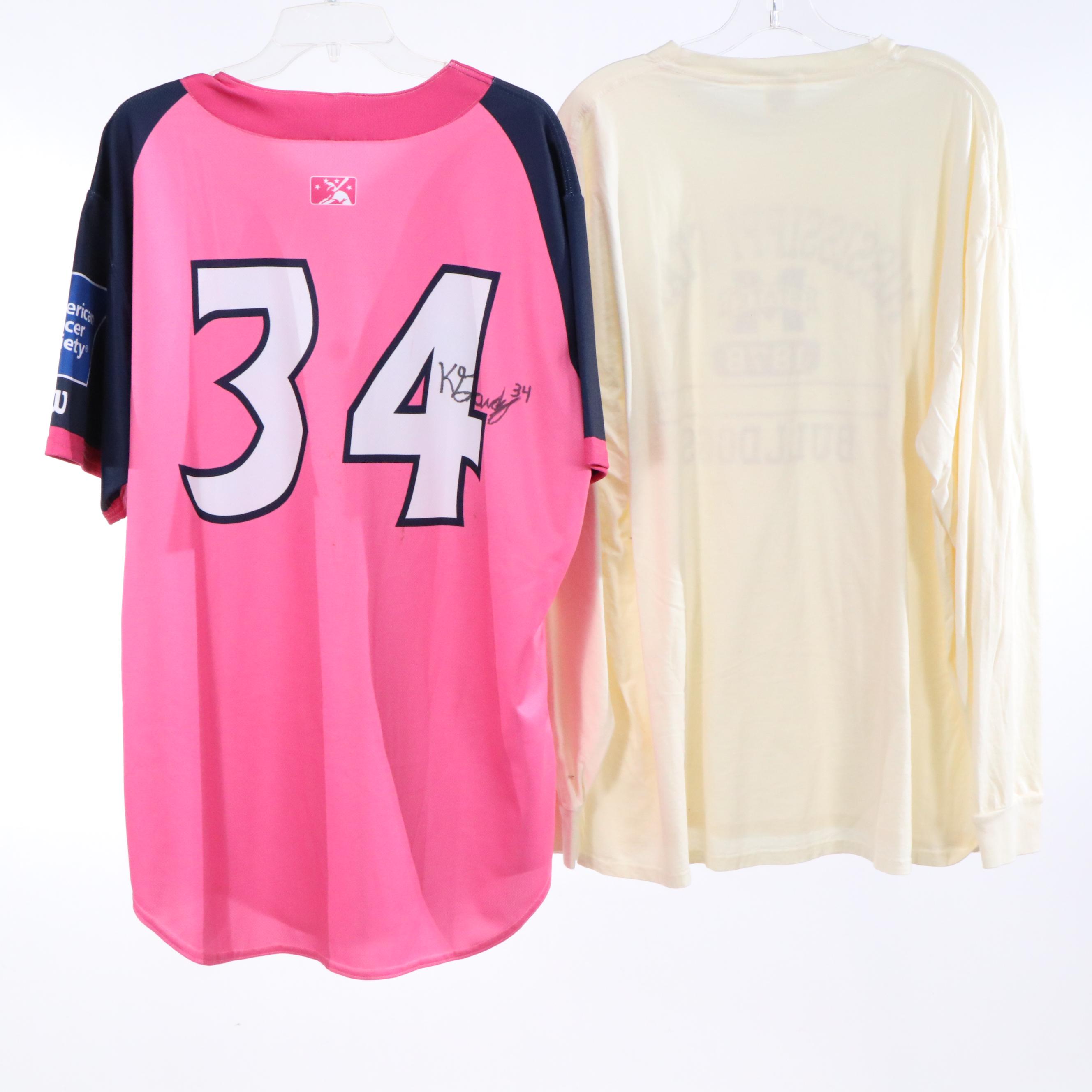 Kevin Gowdy Signed Baseball Jersey with Football Shirts and More