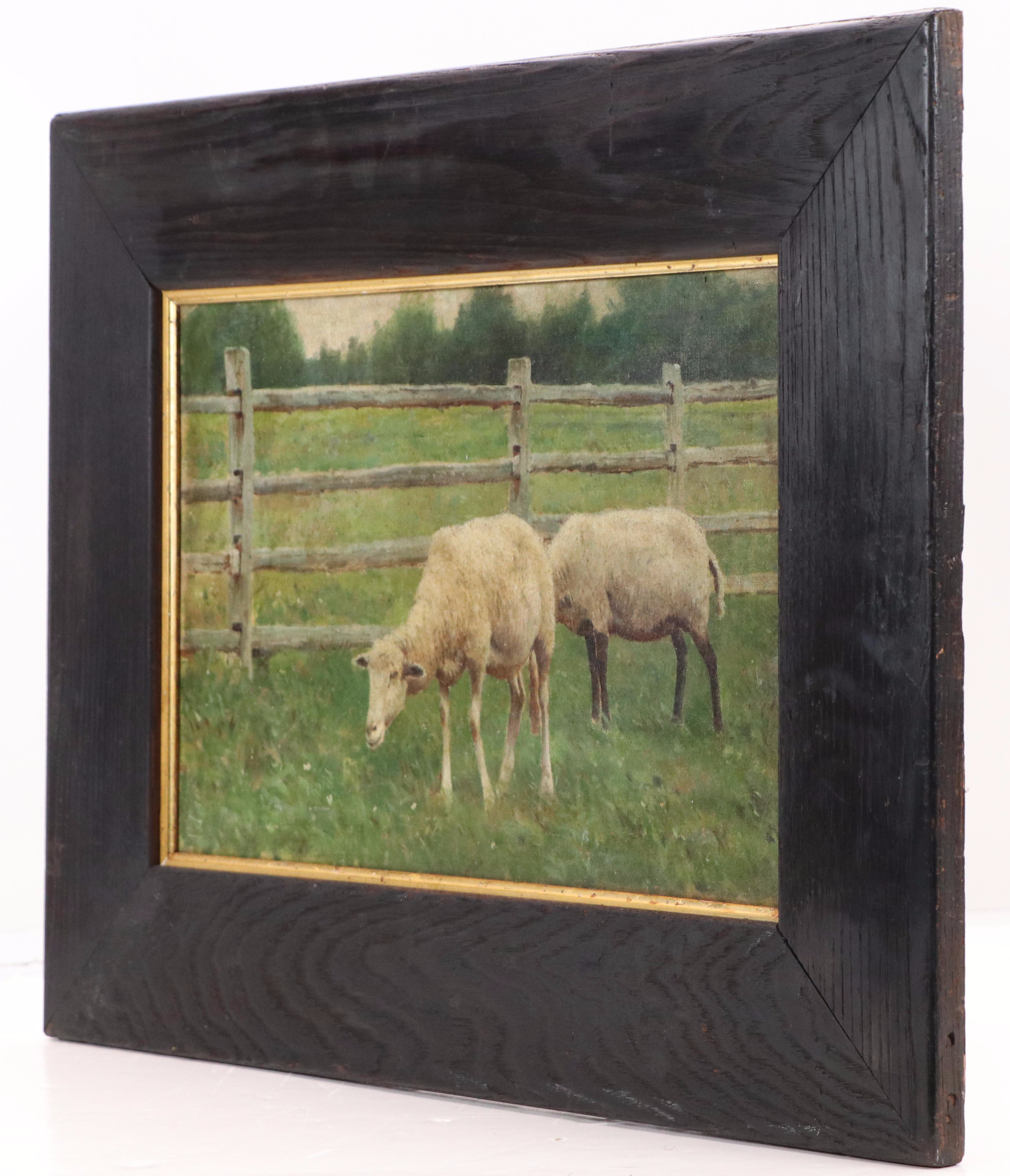 Oil Painting of Grazing Sheep
