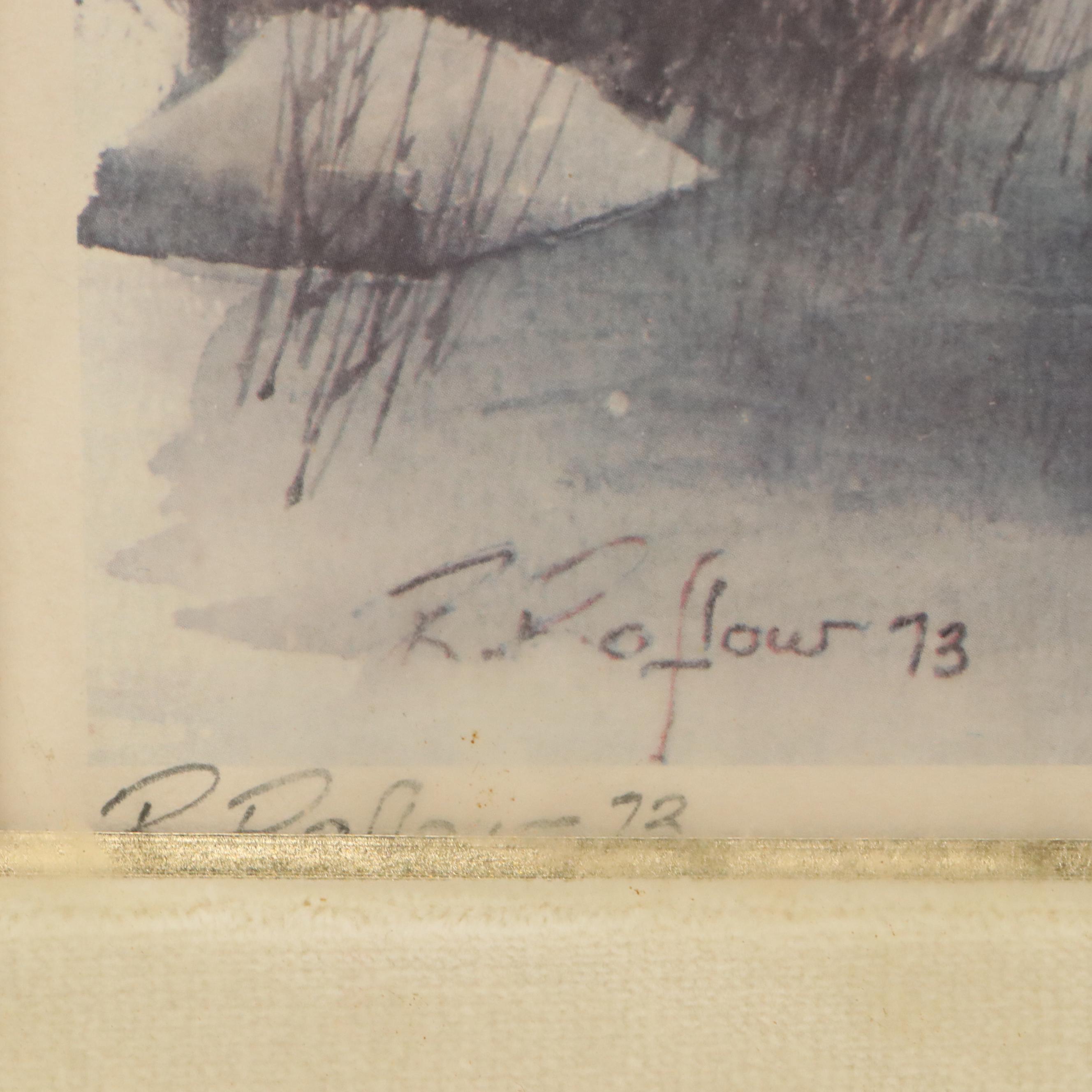 Richard Roflow Woodland Landscape Offset Lithographs, Circa 1973