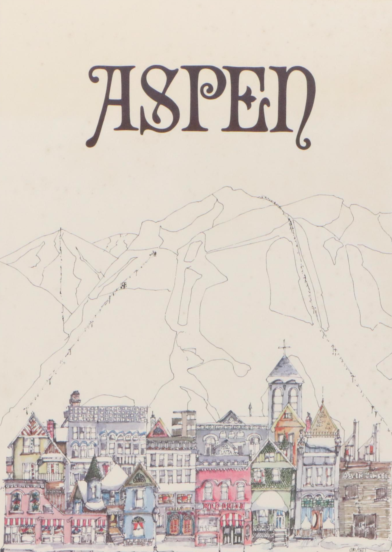 Aspen Ski Poster Designed by Jim Ford, Circa 1972