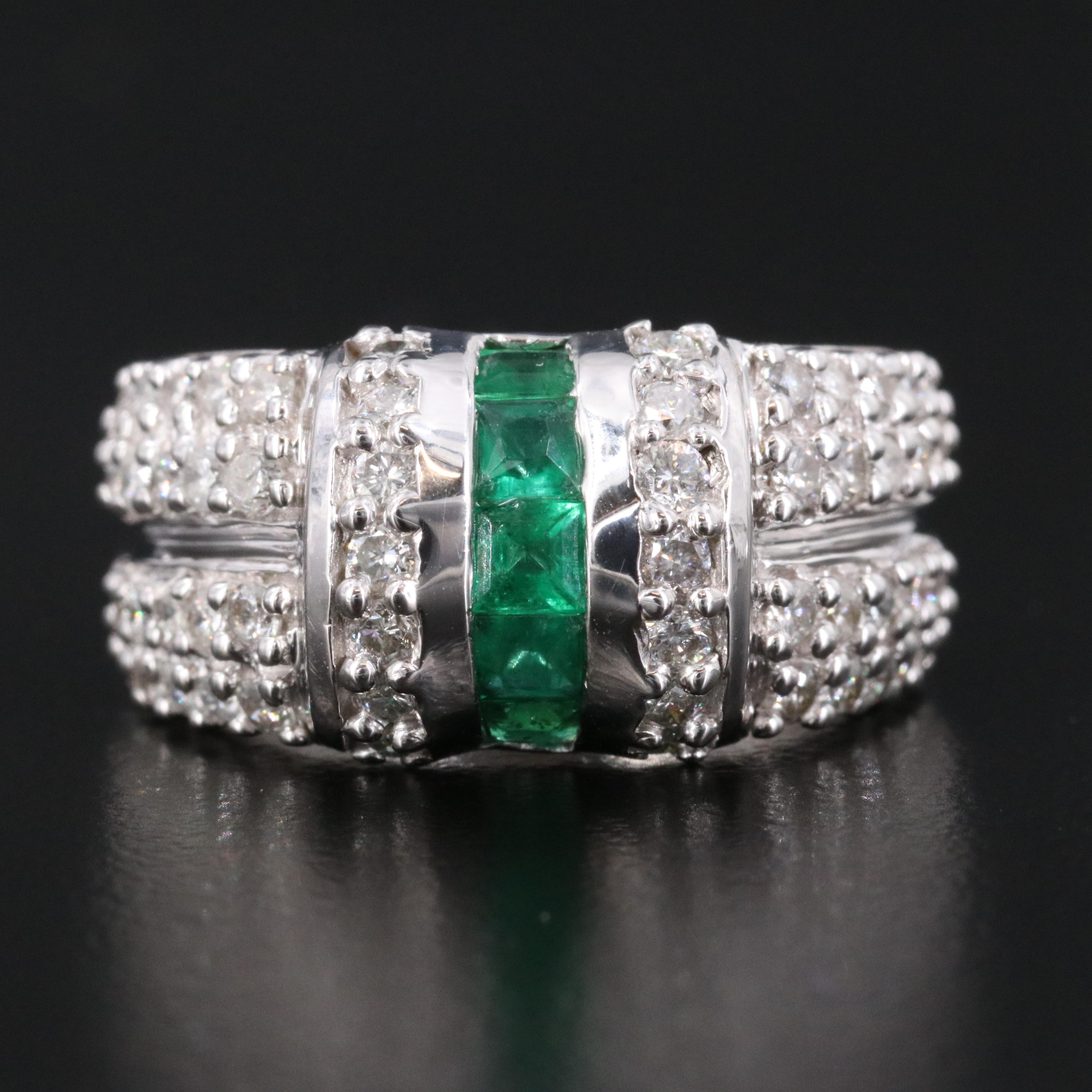 14K Emerald and Diamond Ring