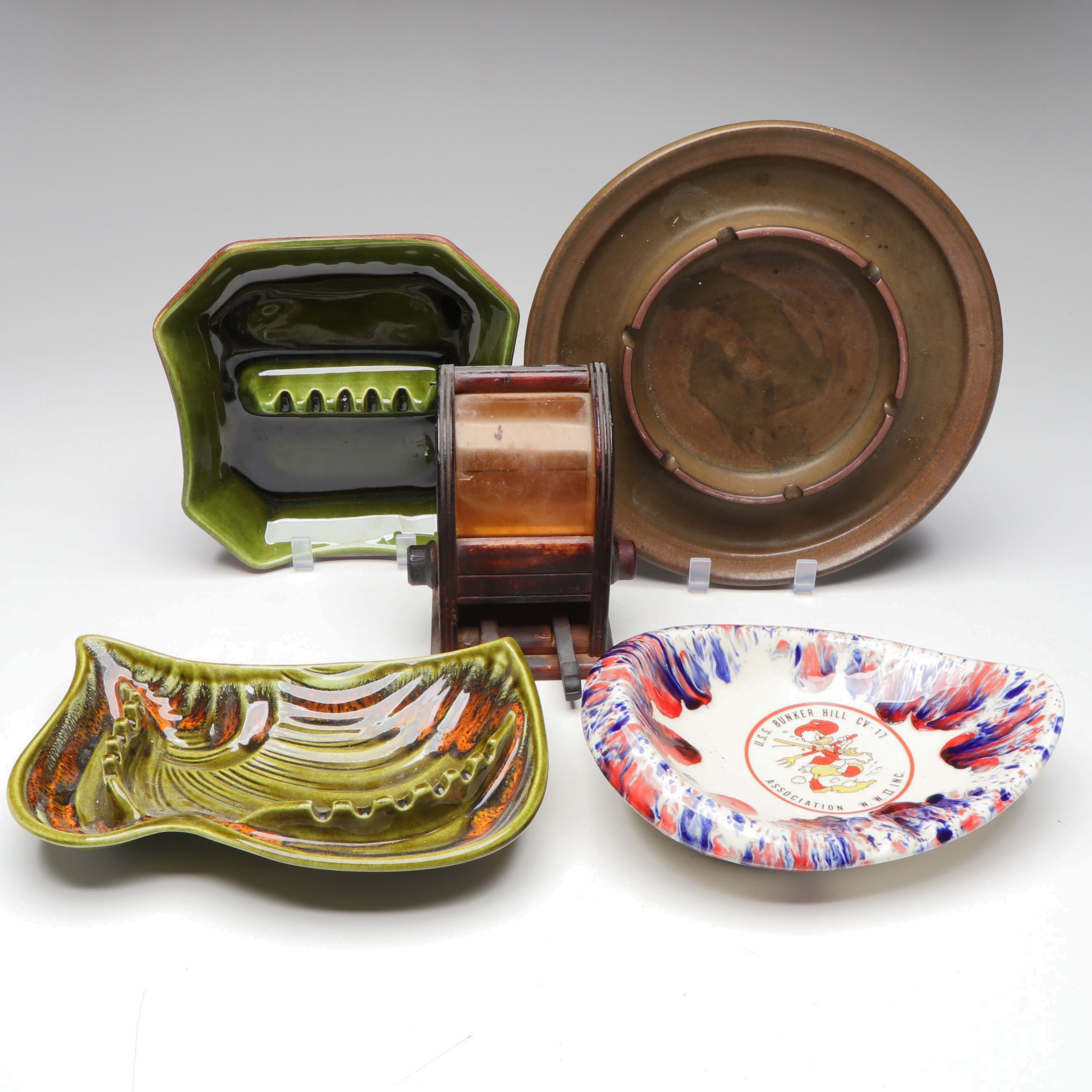 SDW Stoneware and Other Ceramic Ashtrays with Toothpick Dispenser
