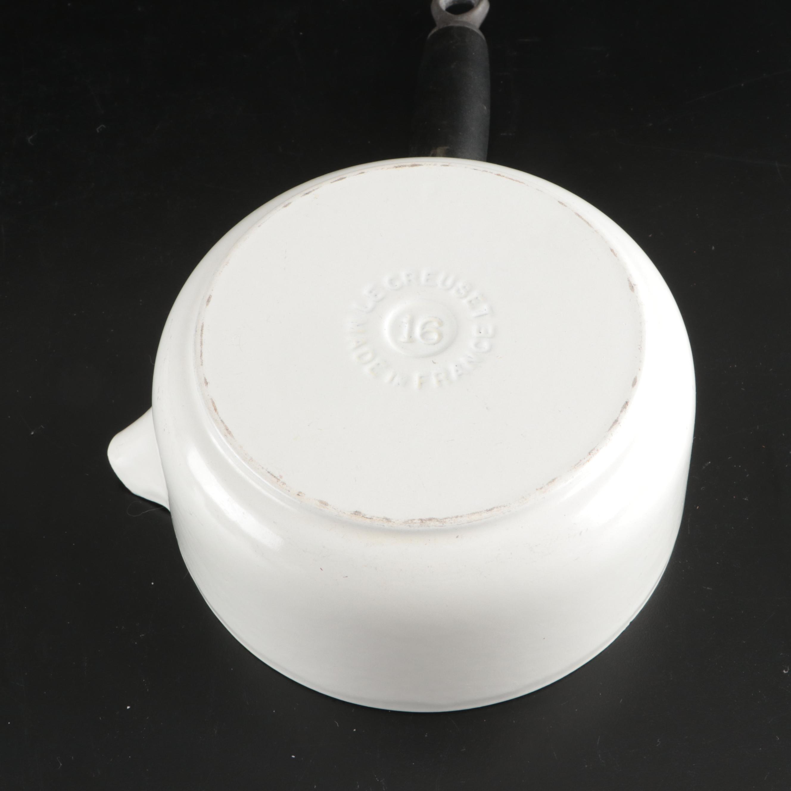 French Le Creuset Enameled Saucepan with Cordon Bleu and Other Kitchen Tools