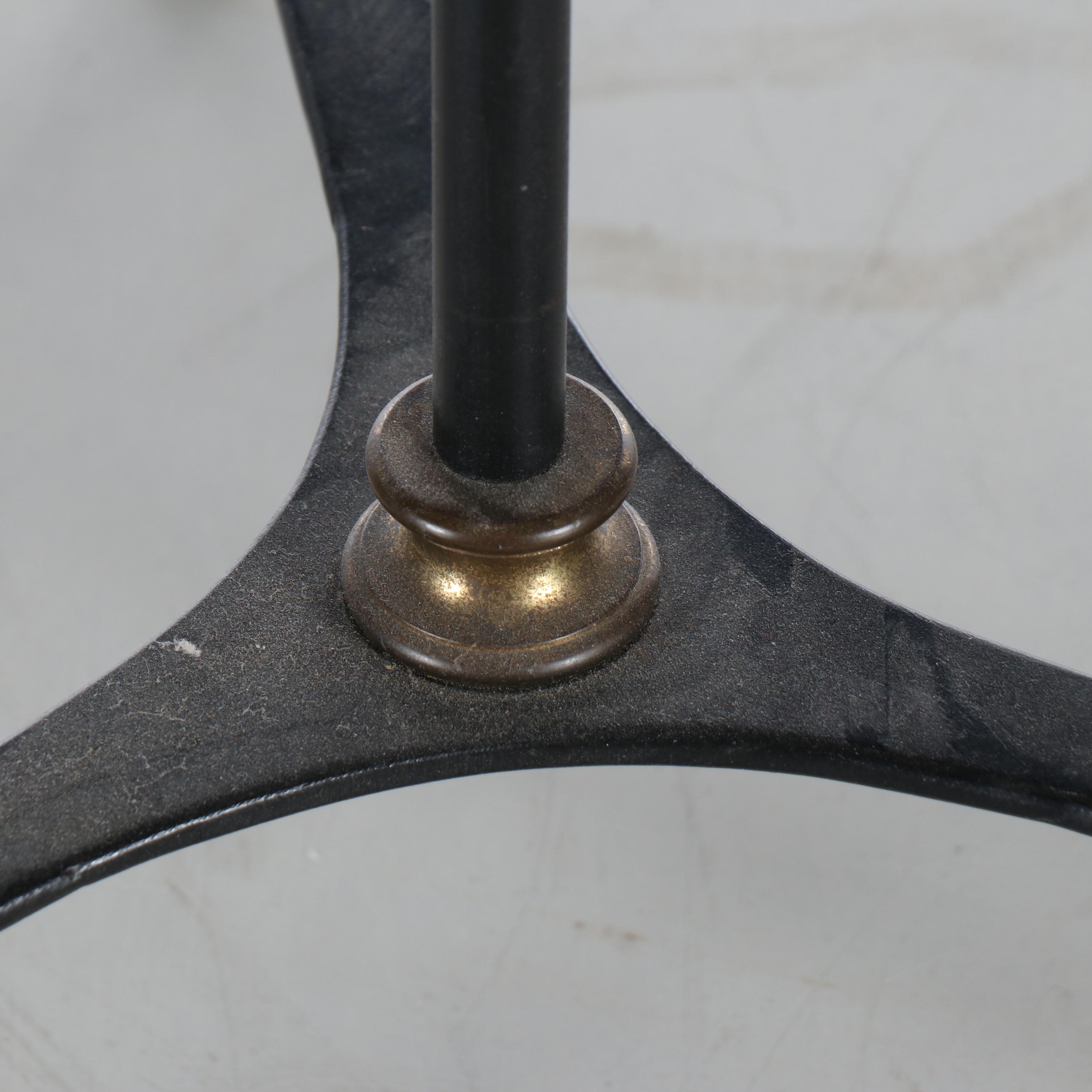 Colonial Revival Style Wrought Iron Floor Lamp with Fabric Bell Shade