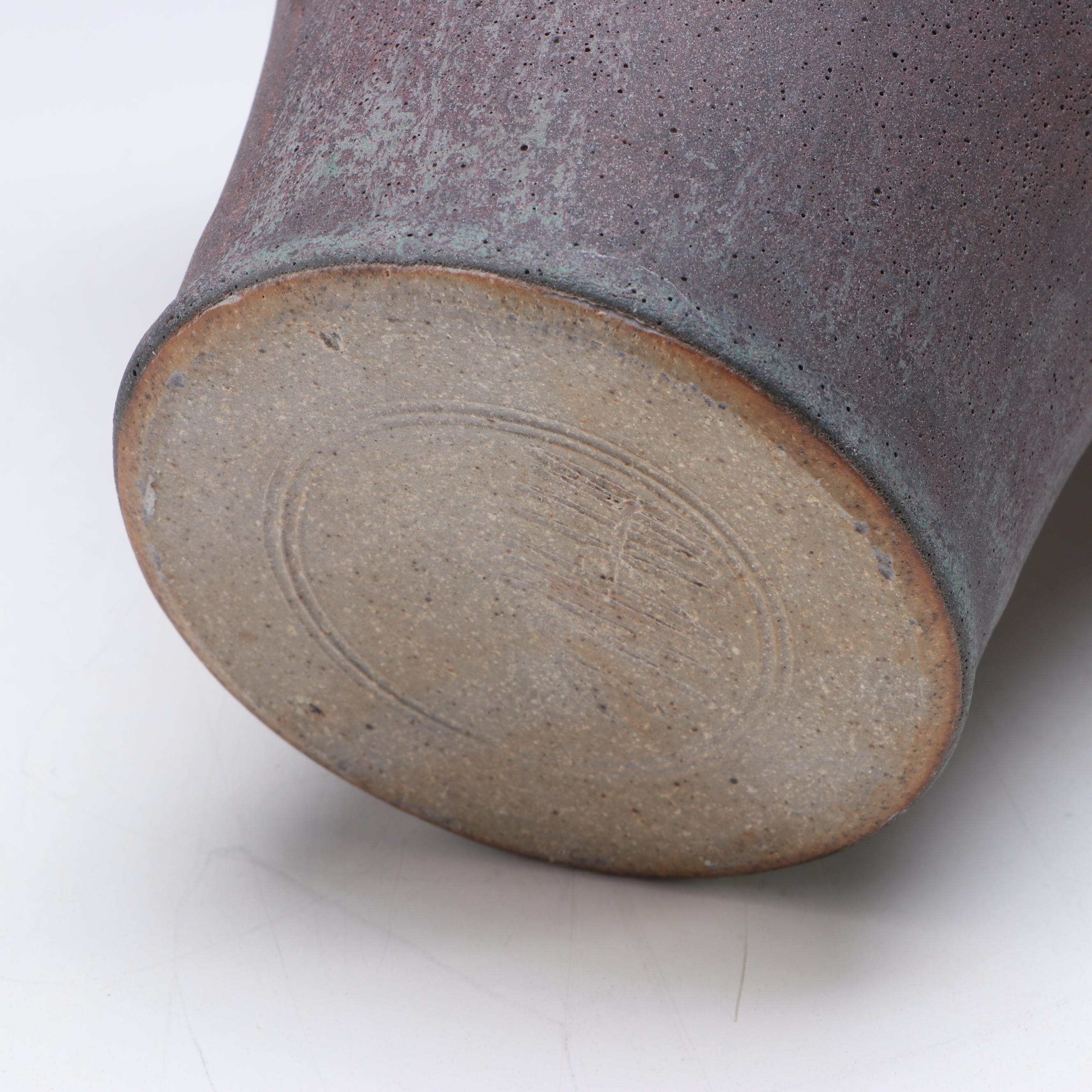 Japanese Sterling and Enamel Tea/Sake Bowls with Art Pottery Urn and Vase