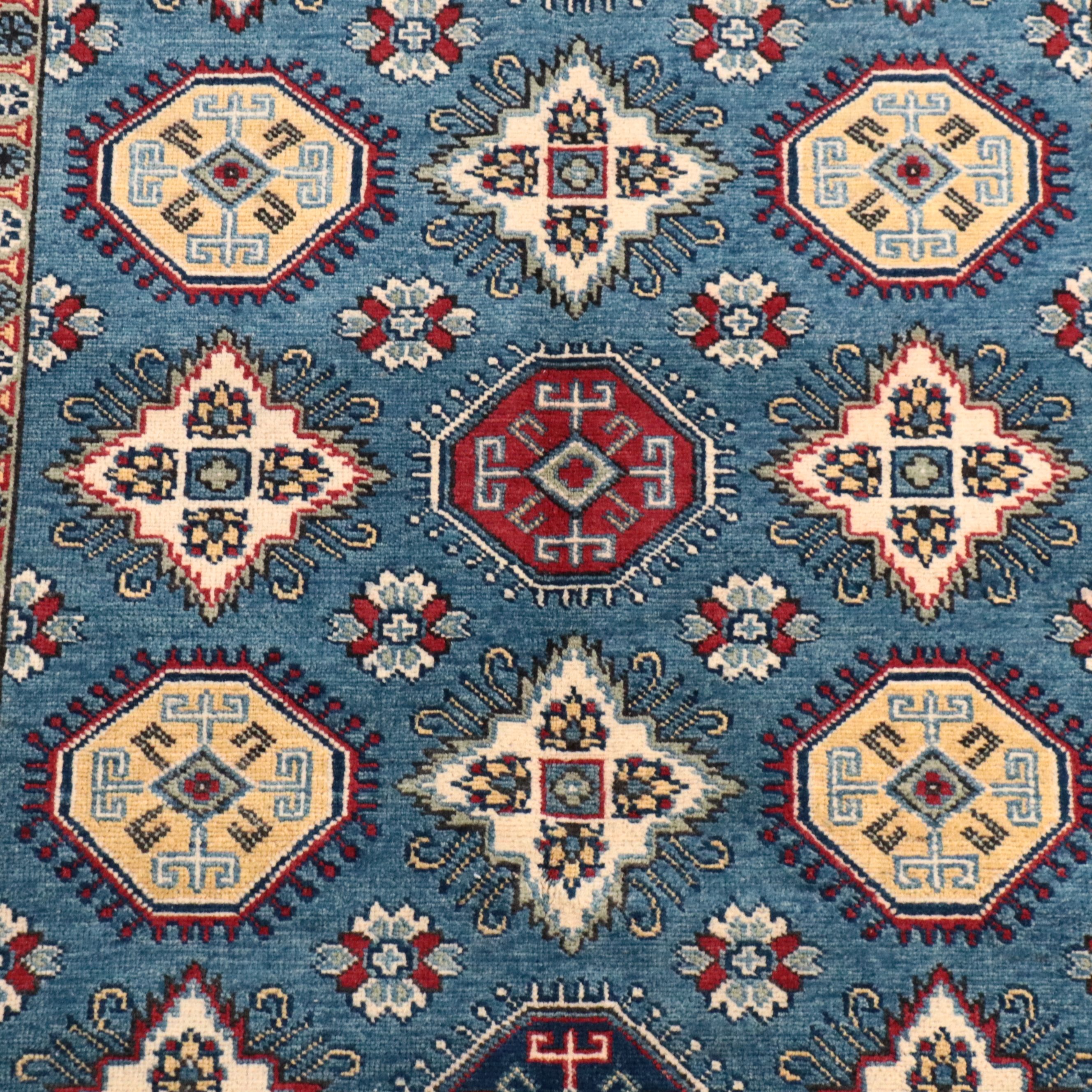 4'1 x 5'11 Hand-Knotted Pakistani Kazak Area Rug