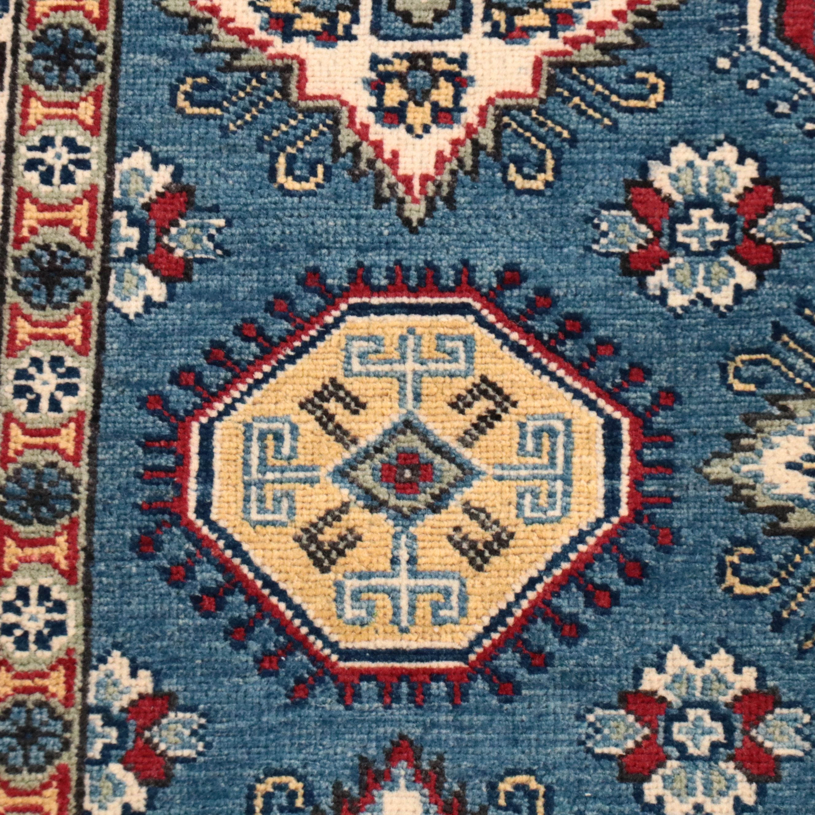 4'1 x 5'11 Hand-Knotted Pakistani Kazak Area Rug