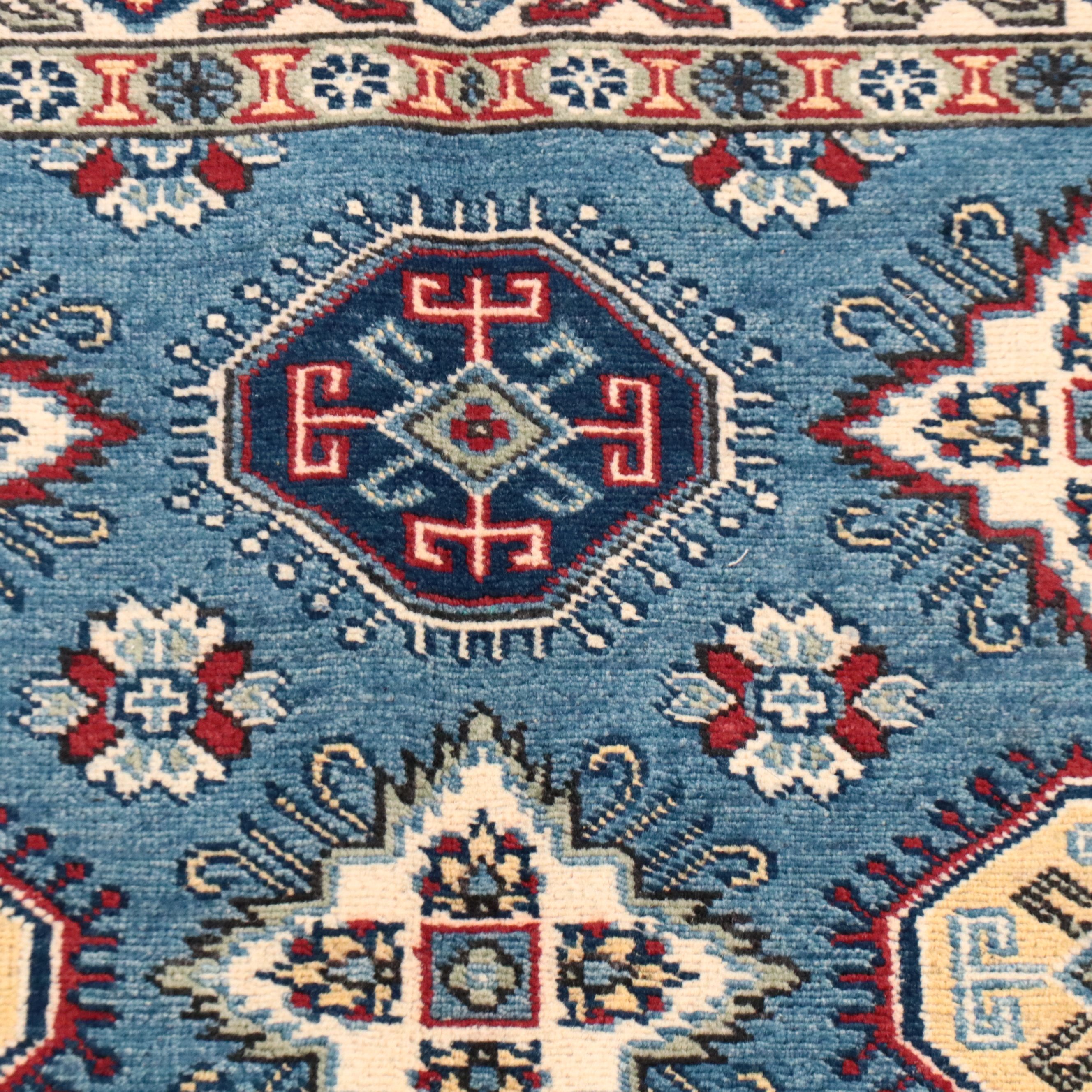 4'1 x 5'11 Hand-Knotted Pakistani Kazak Area Rug